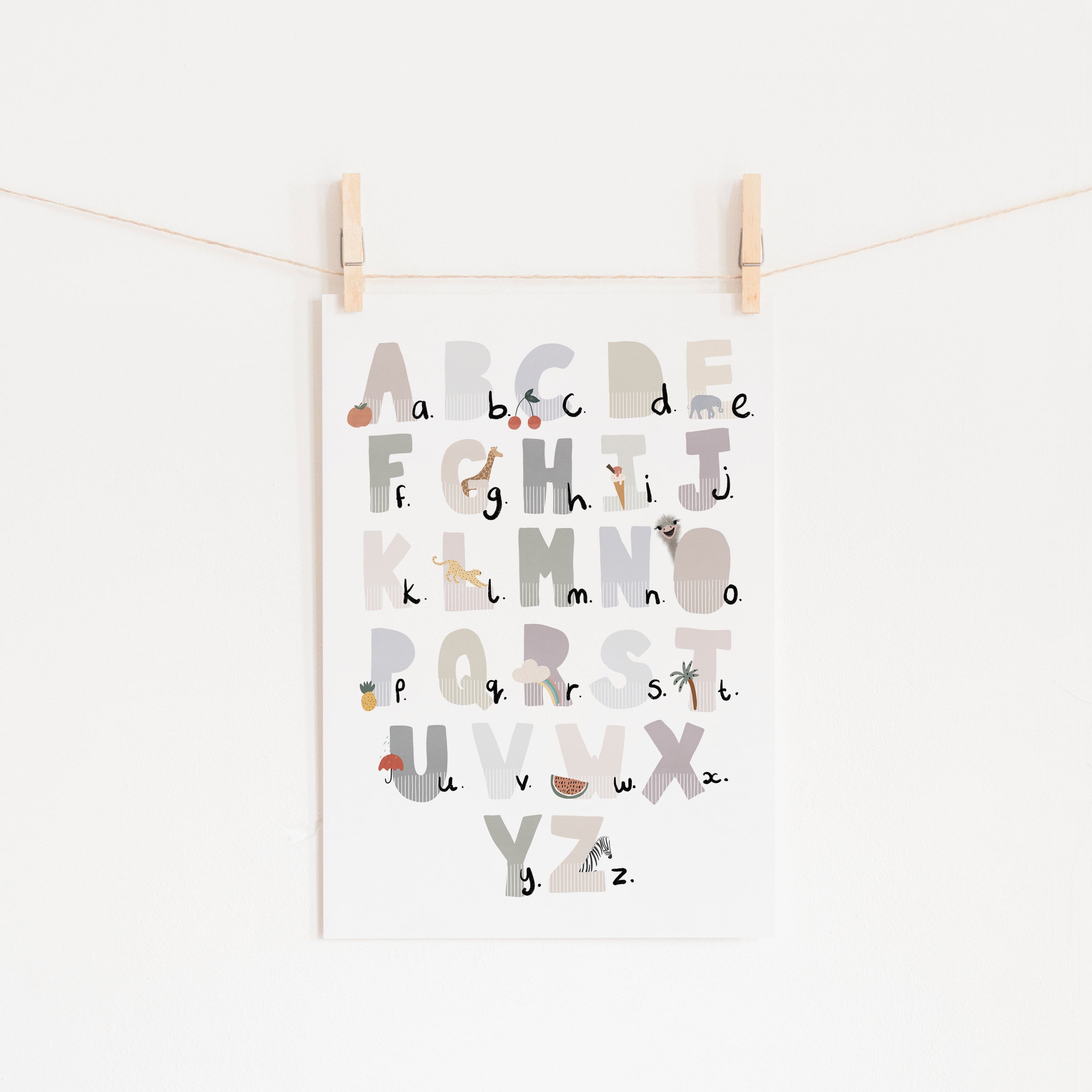 Alphabet Chart - Illustrated Natural | Unframed