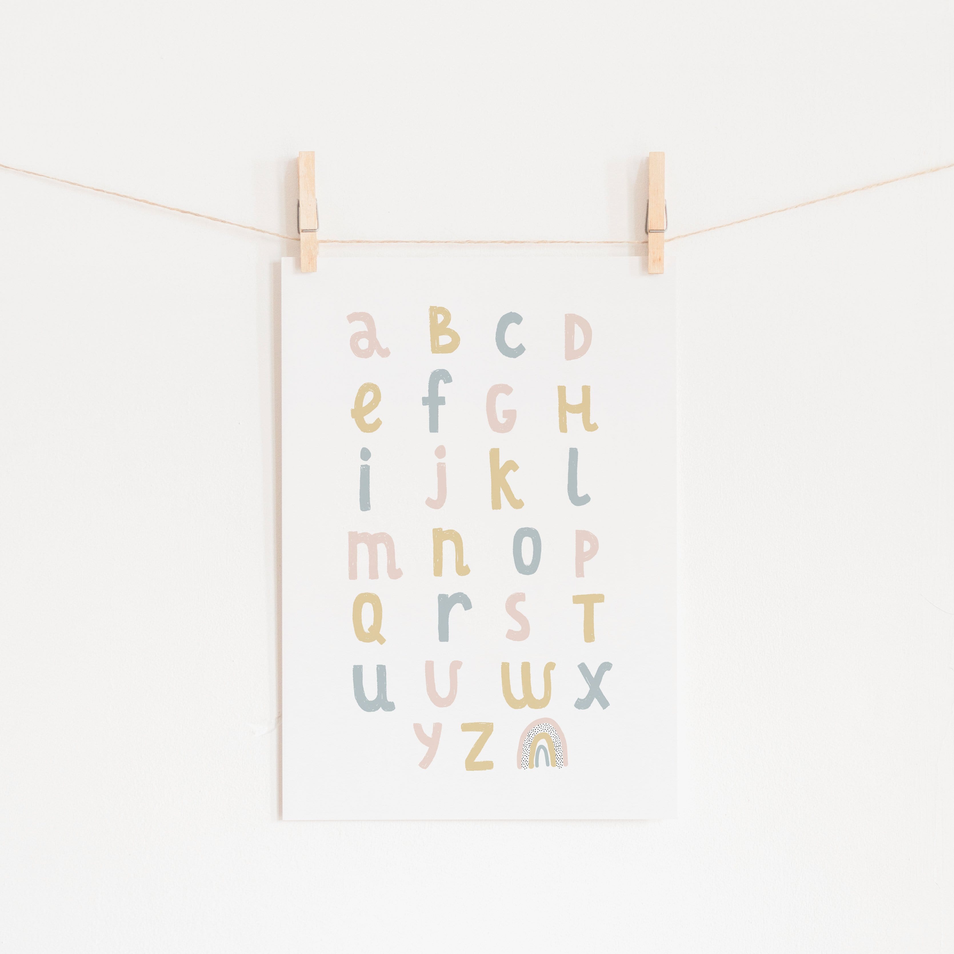 Alphabet Chart - Pink, Yellow & Blue | Unframed