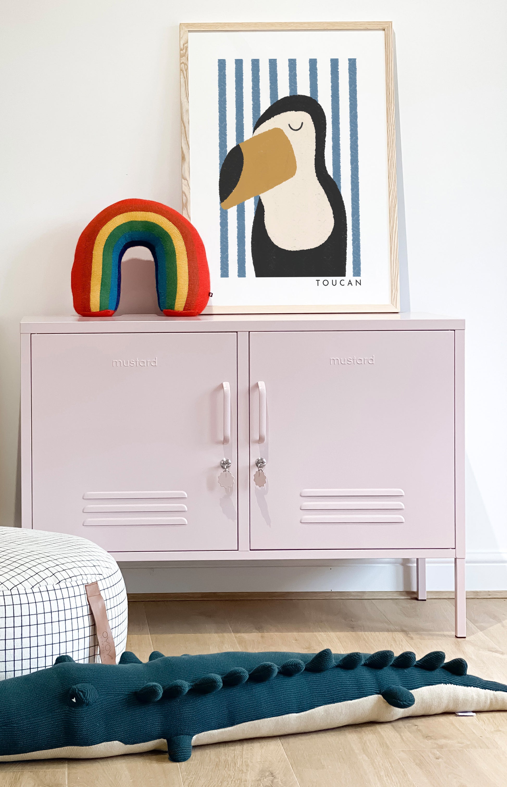 Toucan Print - Blue Stripes | Unframed