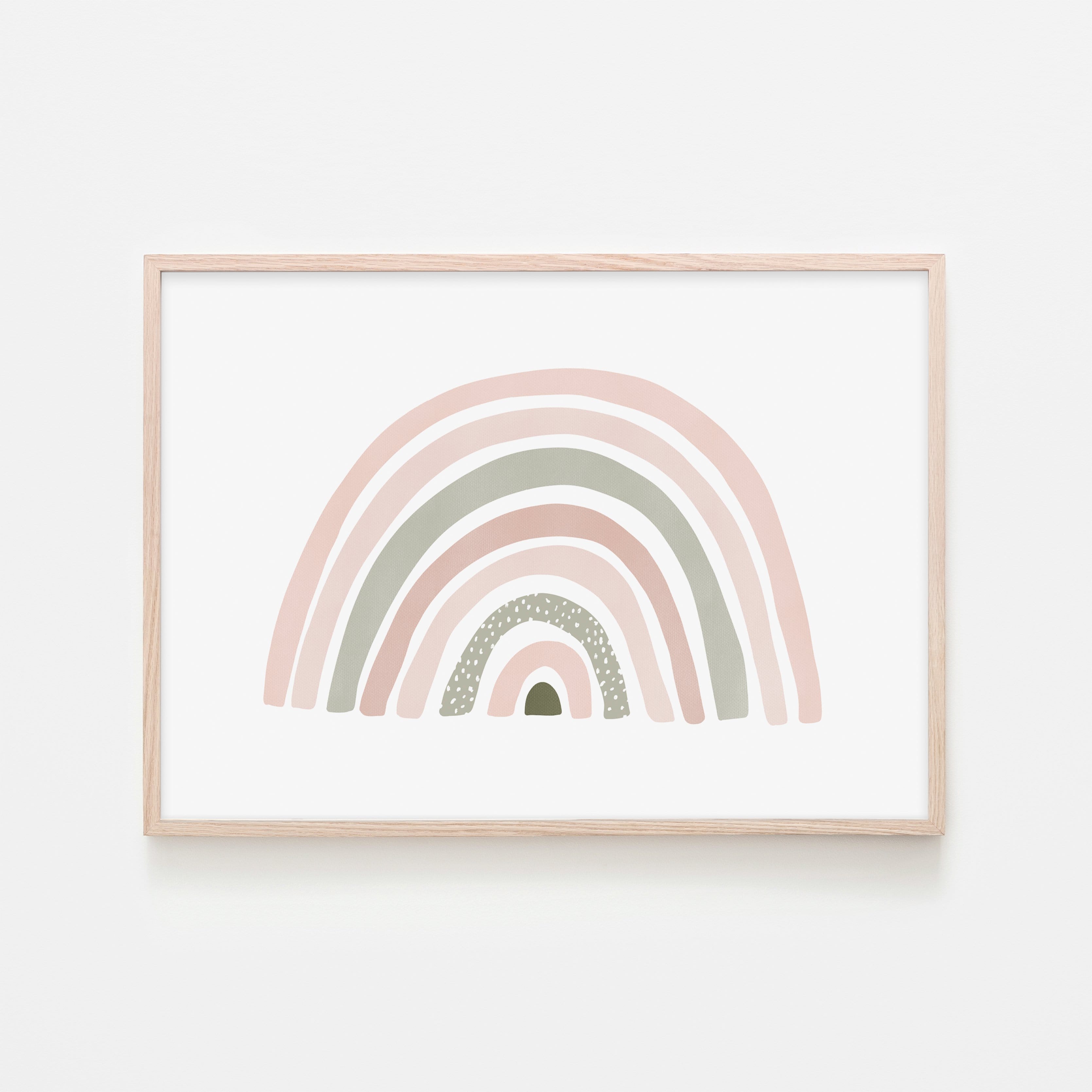 Scandi Rainbow - Pink & Sage Green | Framed Print
