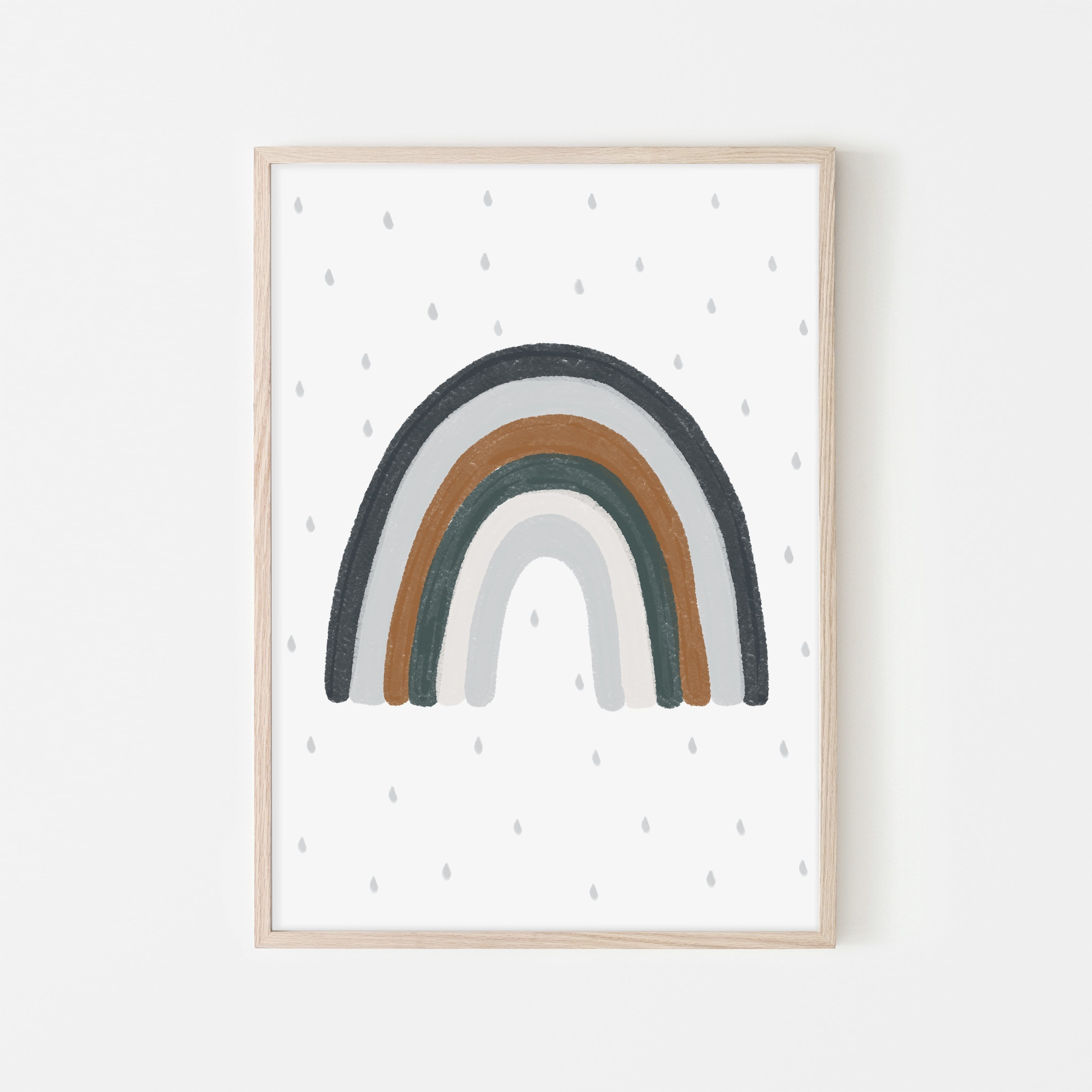 Rainbow Wall Art - Navy Blue, Green, Brown | Framed Print