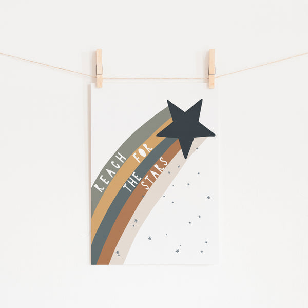 Reach for the Stars Quote - Navy |  Unframed