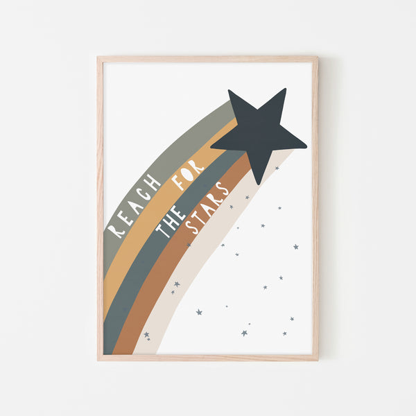 Reach for the Stars Quote - Navy |  Framed Print