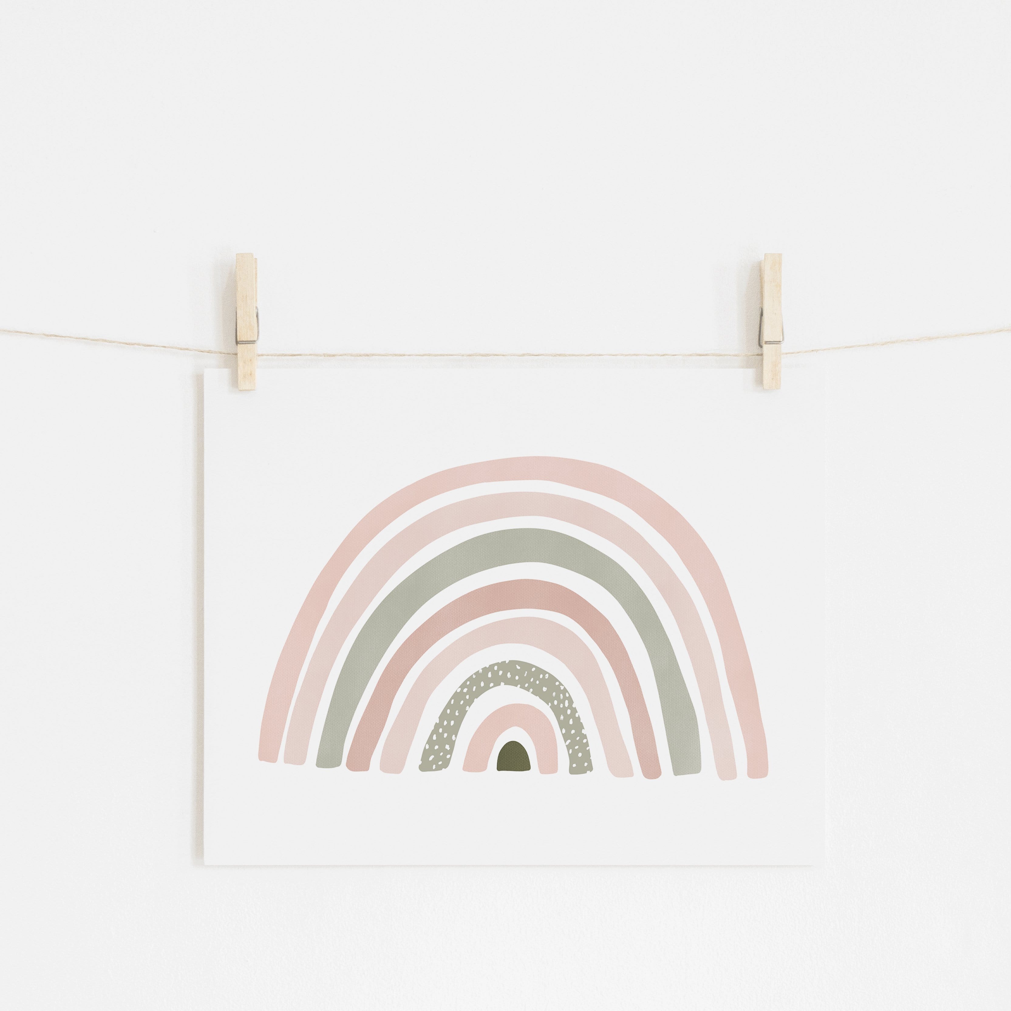 Scandi Rainbow - Pink & Sage Green | Unframed