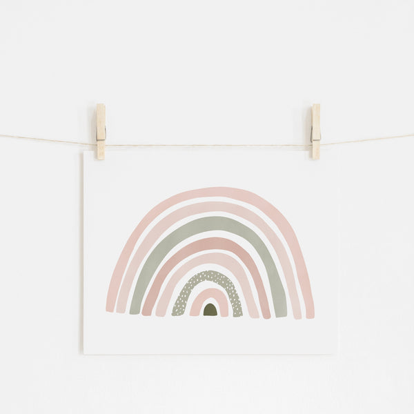 Scandi Rainbow - Pink & Sage Green |  Unframed
