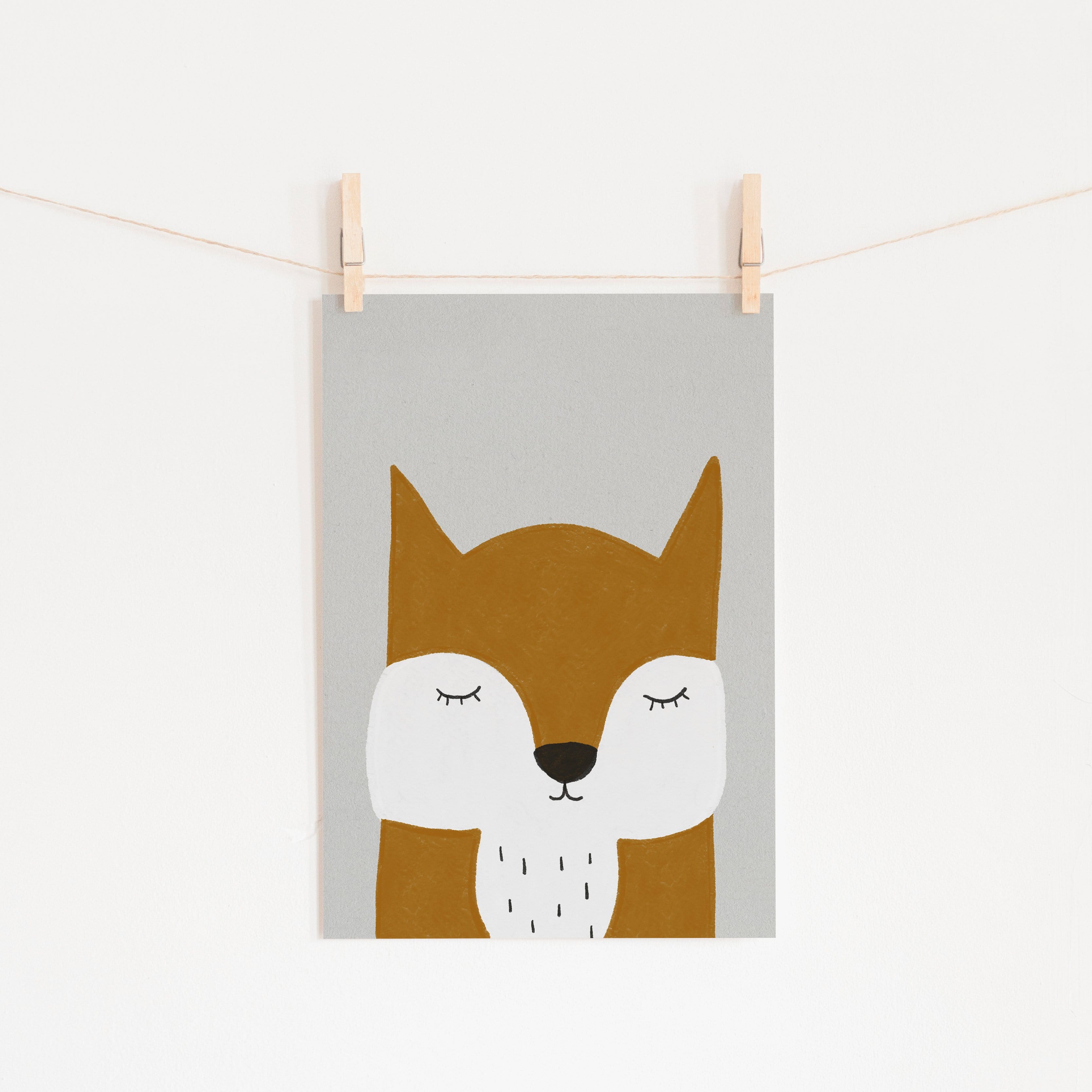 Sleepy Fox - Orange |  Unframed