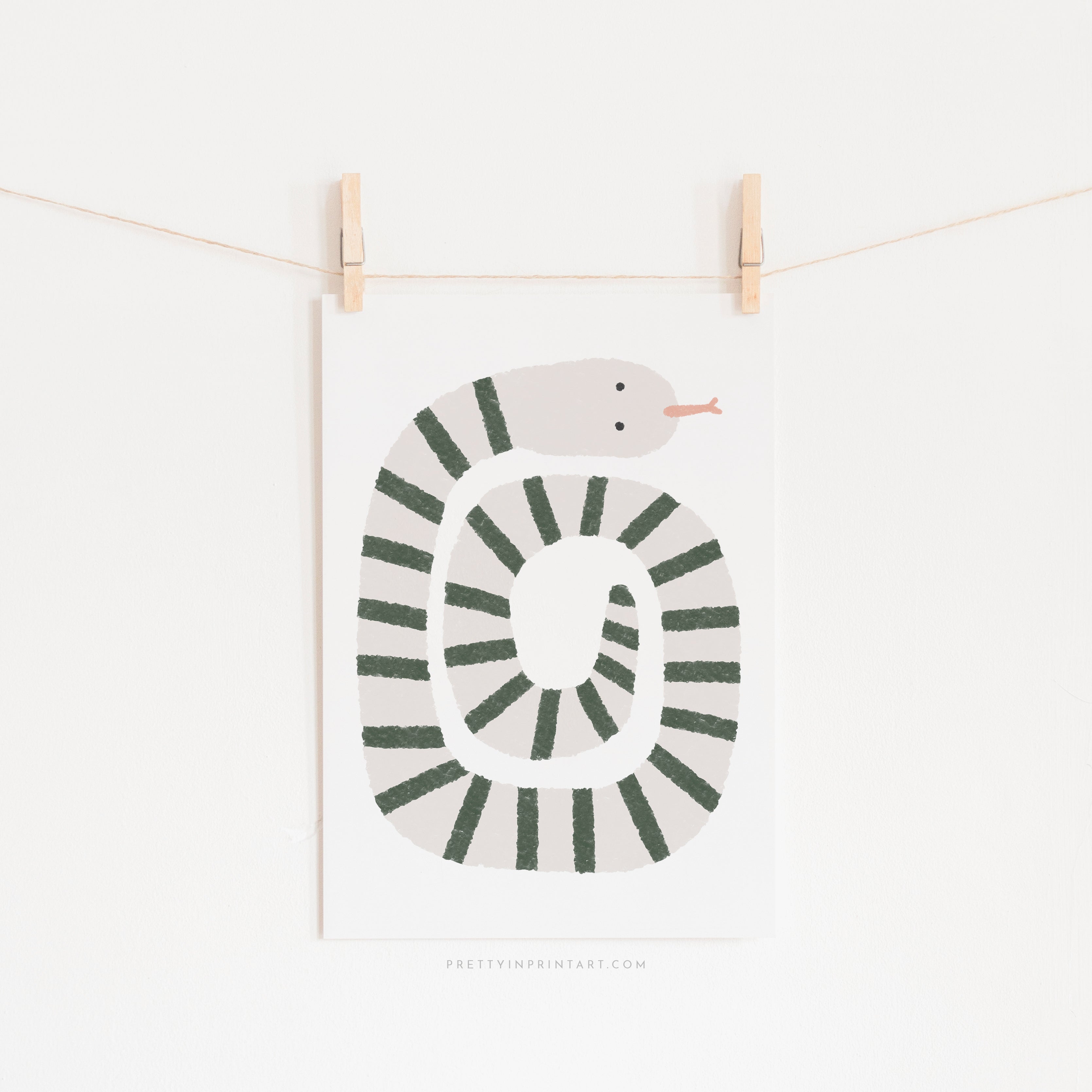 Snake Print - Grey, Green | Unframed