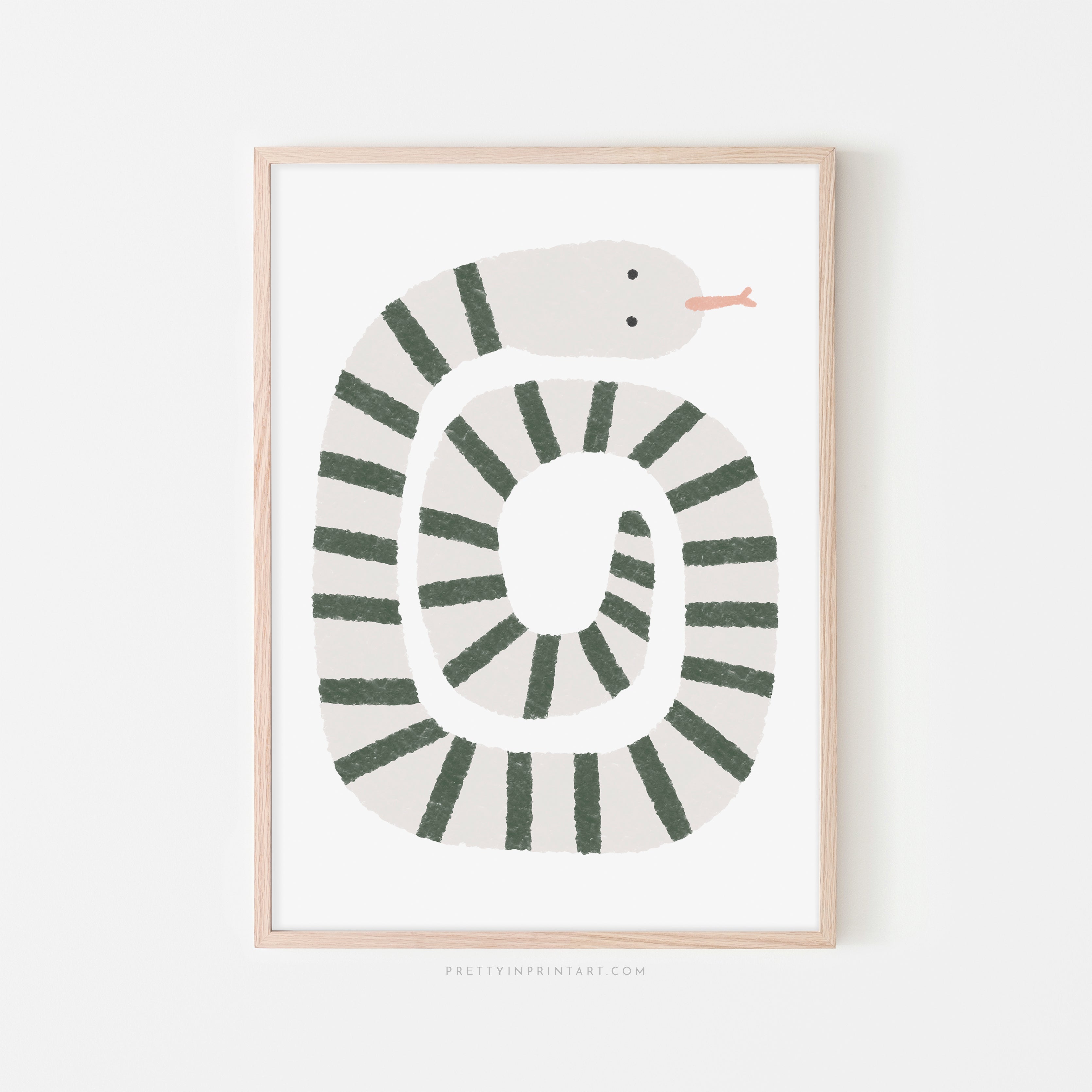 Snake Print - Grey, Green | Framed Print