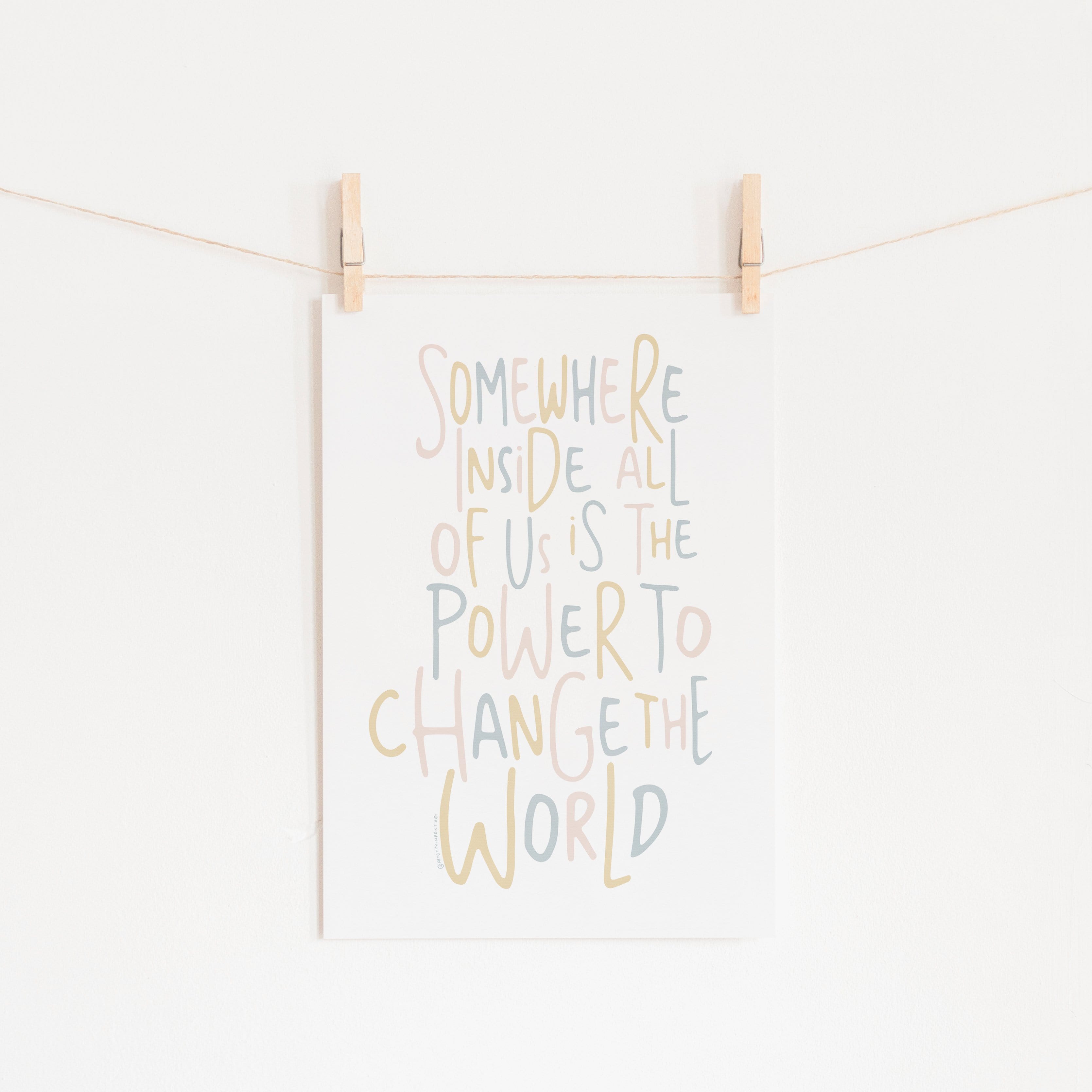 Somewhere Inside All of Us Quote - Pink Rainbow | Fine Art Print