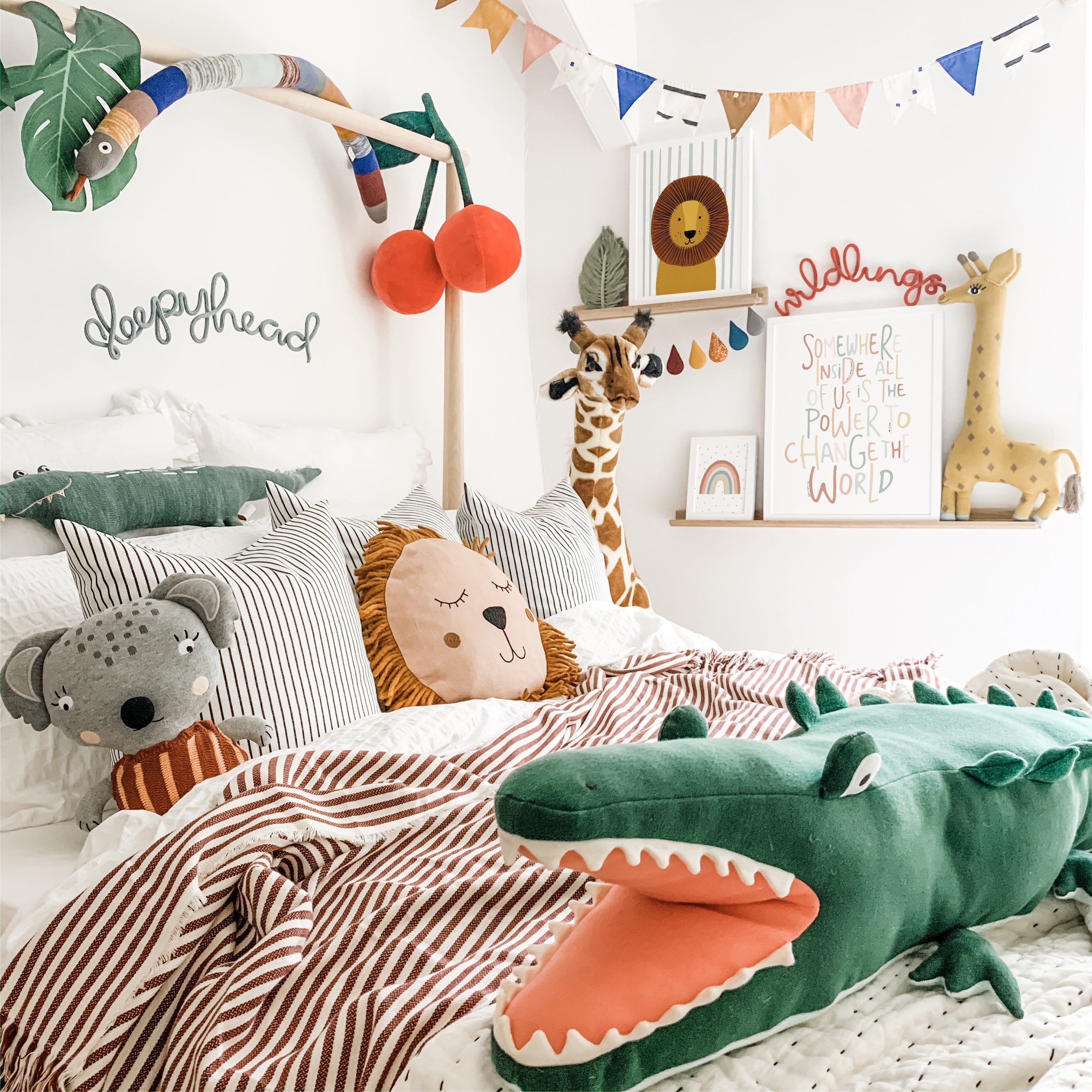 Lion - Blue Stripe | Framed Print