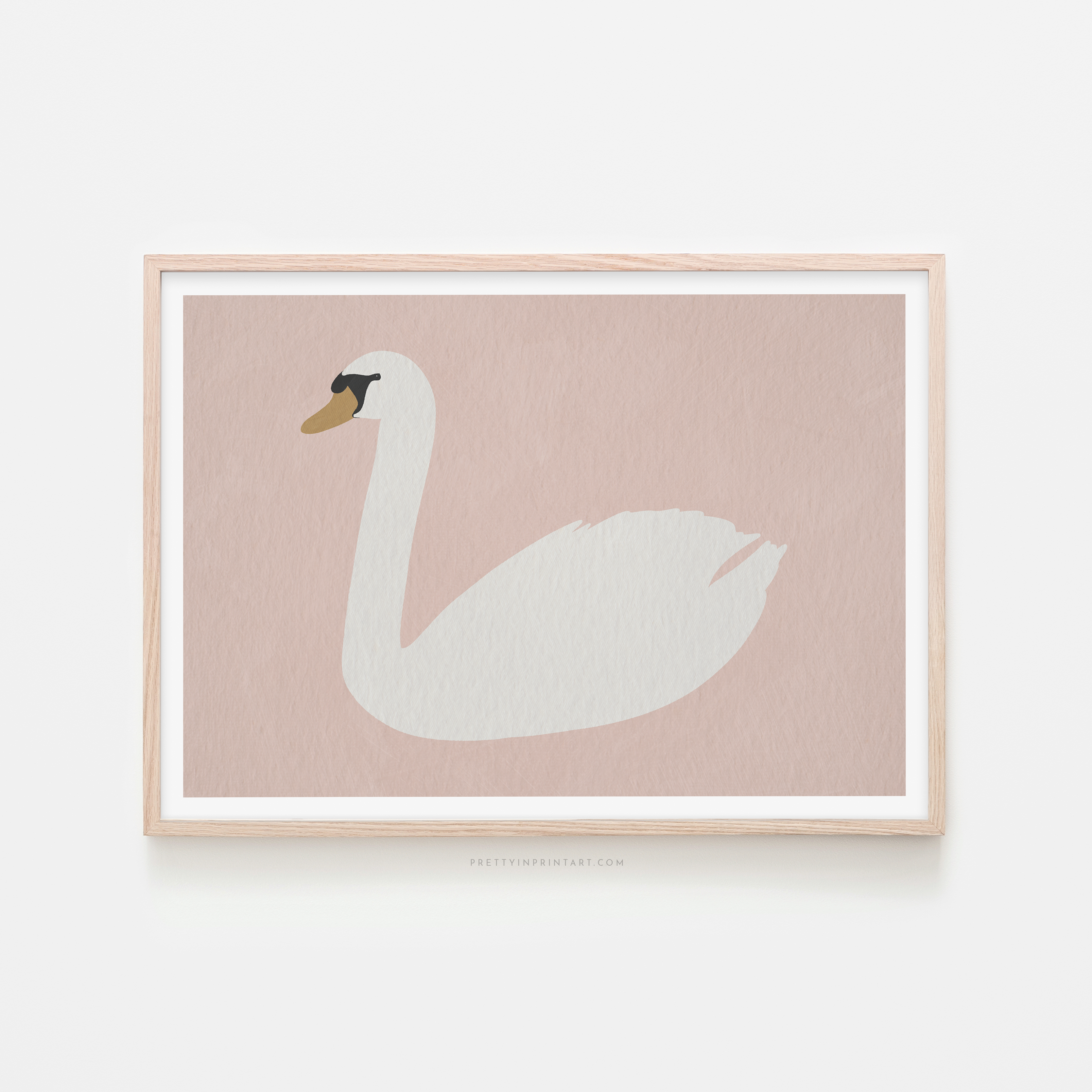 Swan Art - Calamine Pink | Framed Print