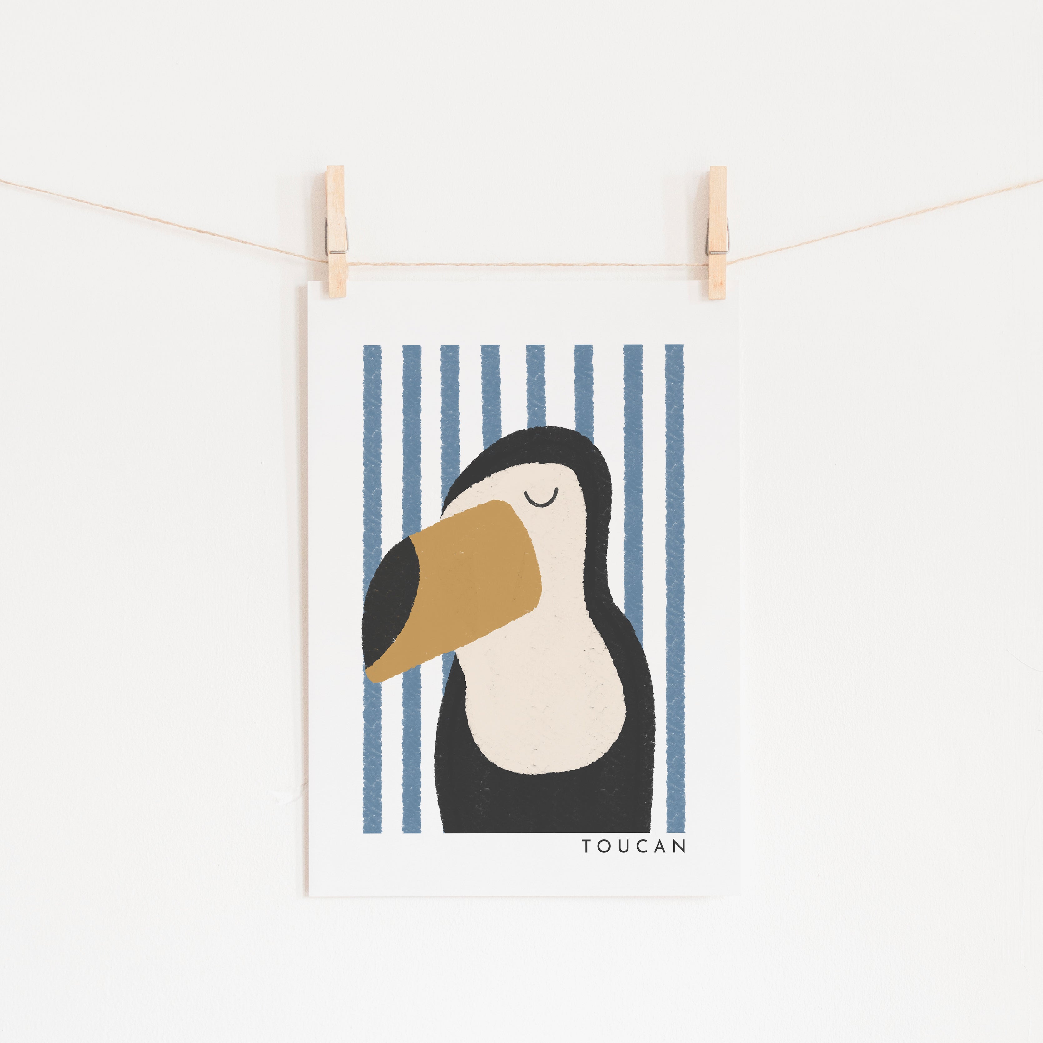 Toucan Print - Blue Stripes |  Unframed