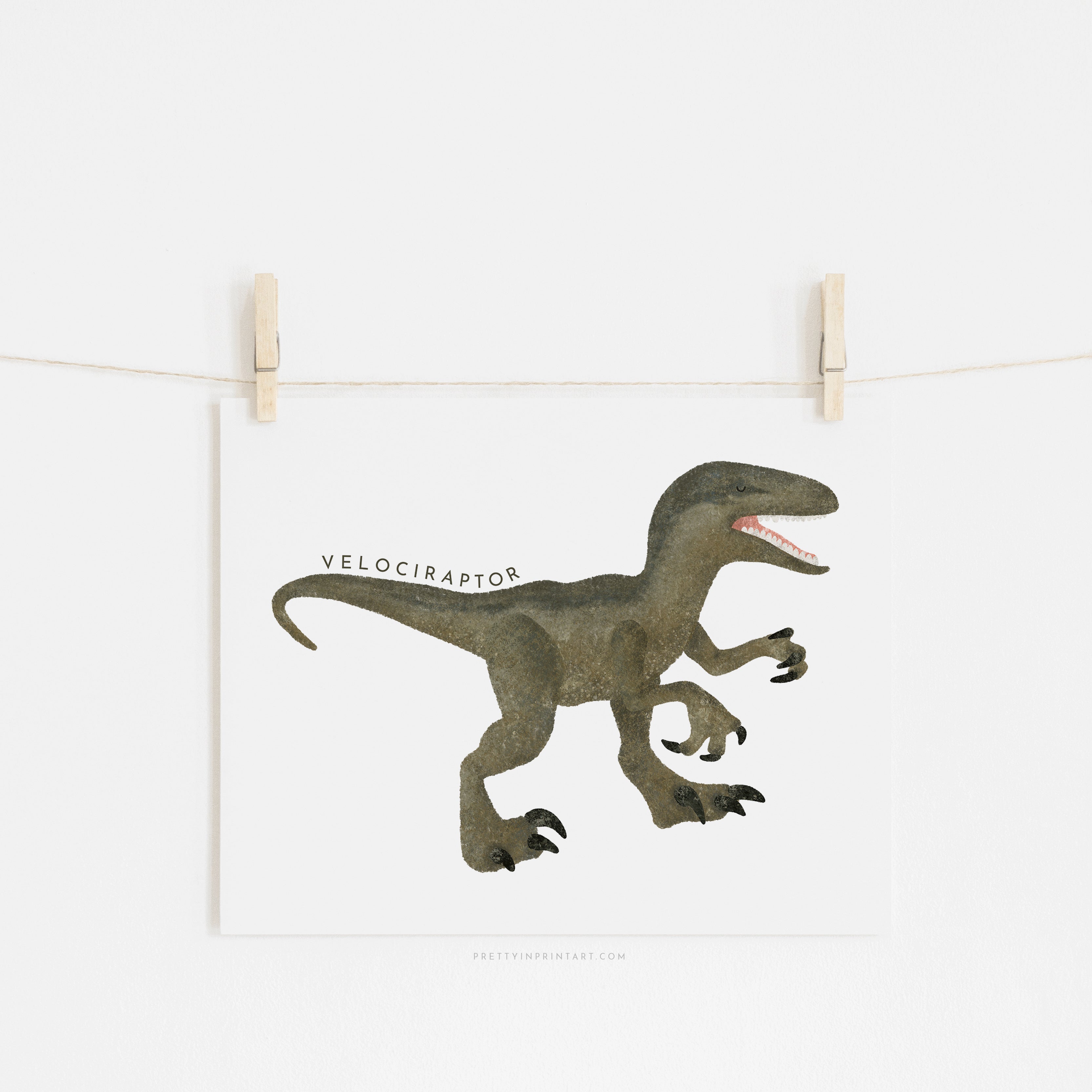 Dinosaur Art - Velociraptor | Unframed