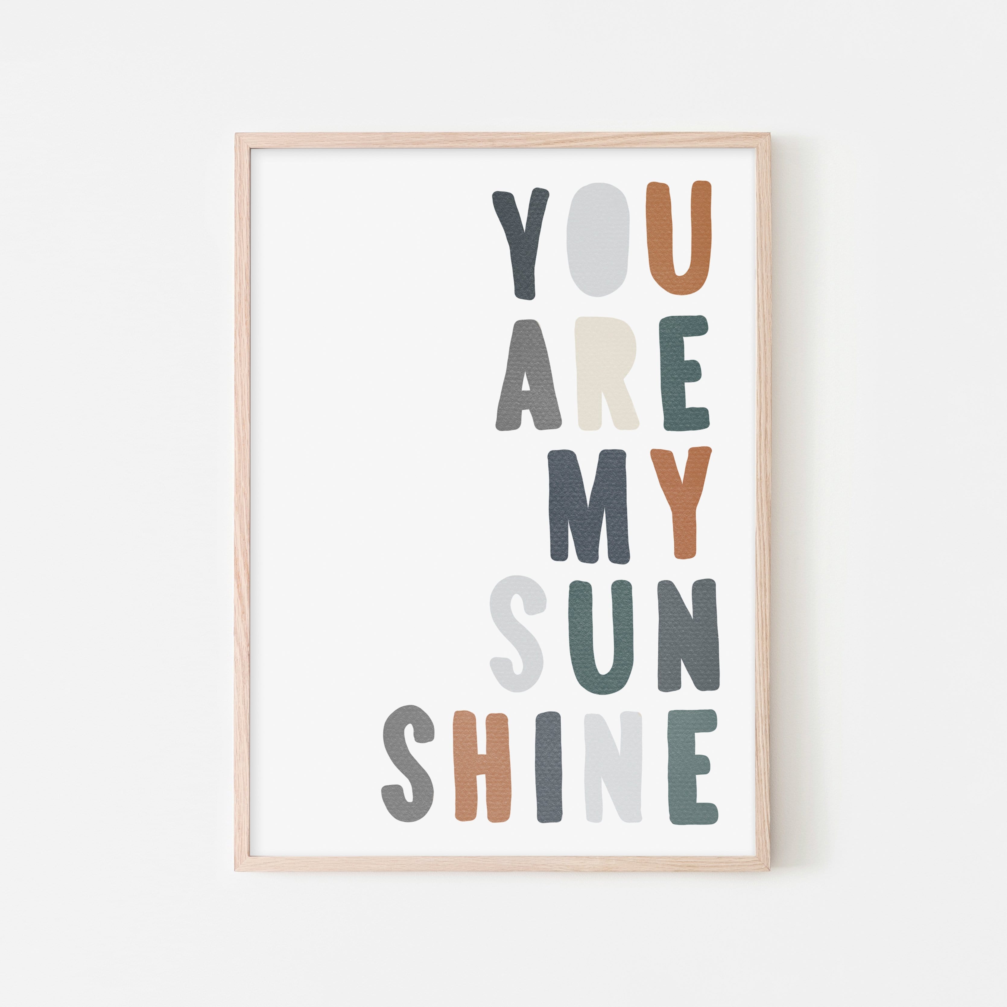You Are My Sunshine - Navy & Brown | Framed Print