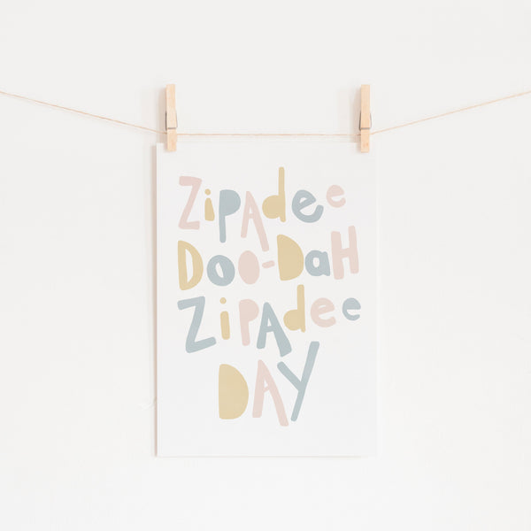 Zipadee Doo Dah - Pink, Yellow, Blue |  Fine Art Print