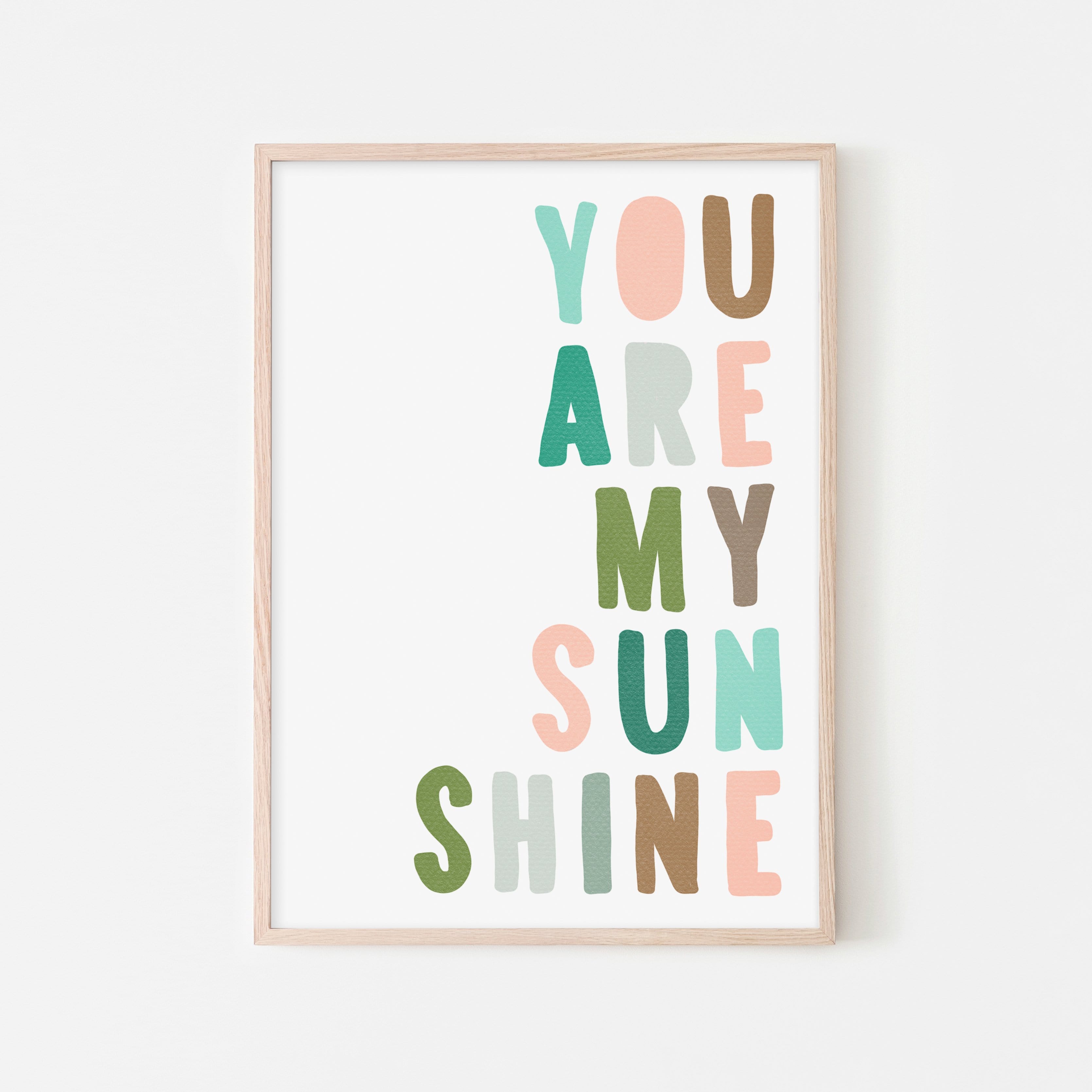 You Are My Sunshine - Pink & Green | Framed Print
