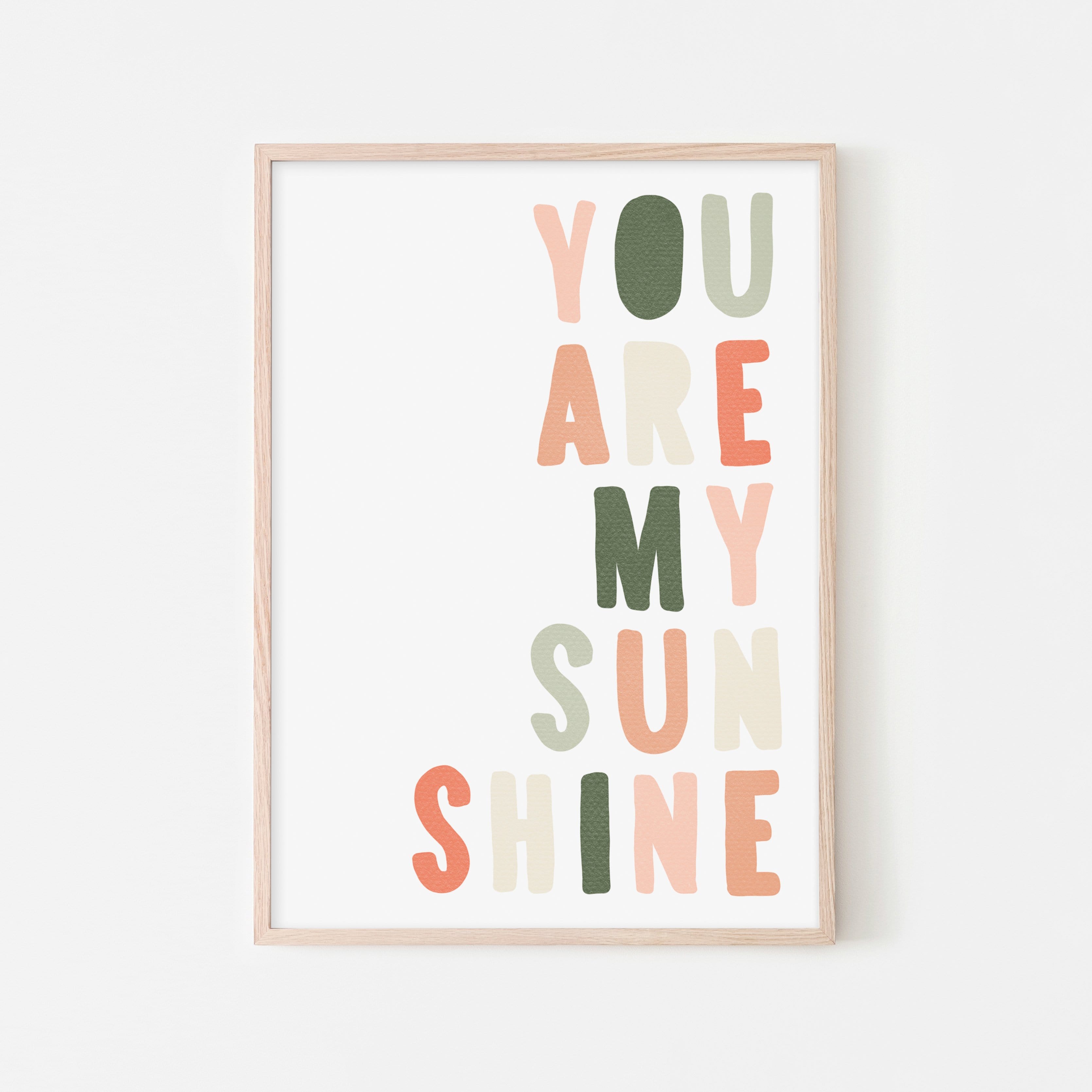 You Are My Sunshine - Blush & Green | Framed Print