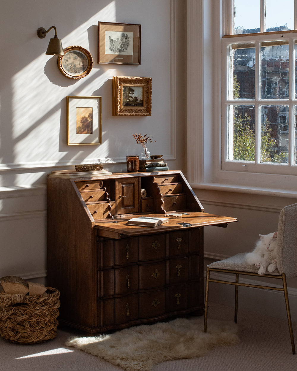 Vintage framed art print styled in a room designed by Attica Studios for Pretty in Print Art