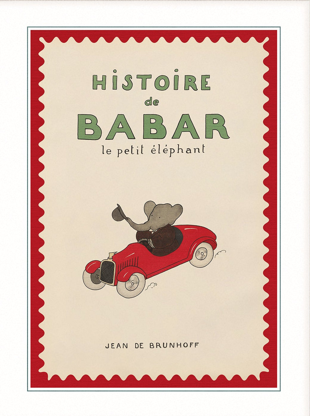 Babar Nursery Art - Babar the Elephant nursery wall art print, Vintage Babar nursery decor for baby’s room, Classic Babar prints for children’s bedrooms