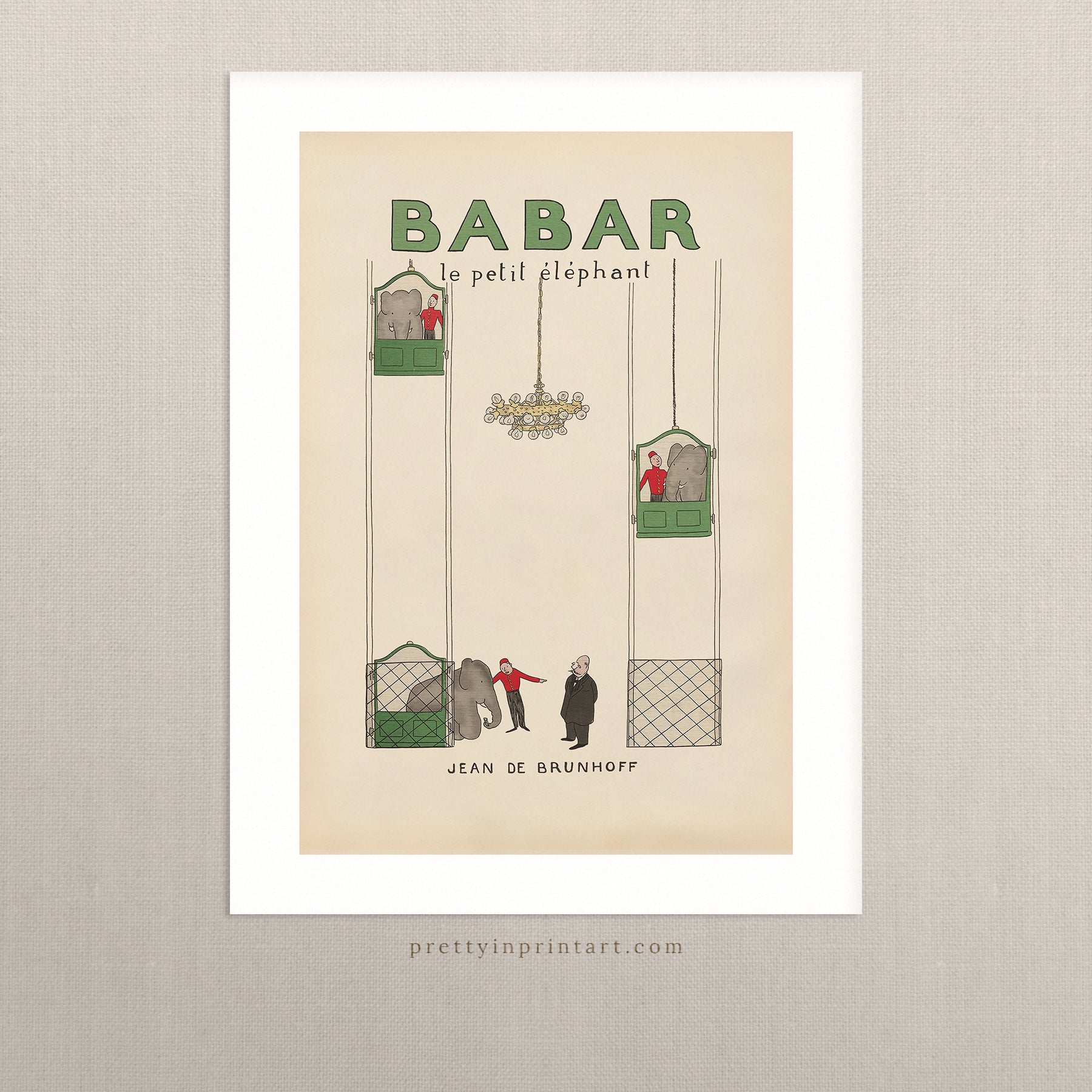 Babar Nursery Art - Babar the Elephant nursery wall art print, Vintage Babar nursery decor for baby’s room, Classic Babar prints for children’s bedrooms