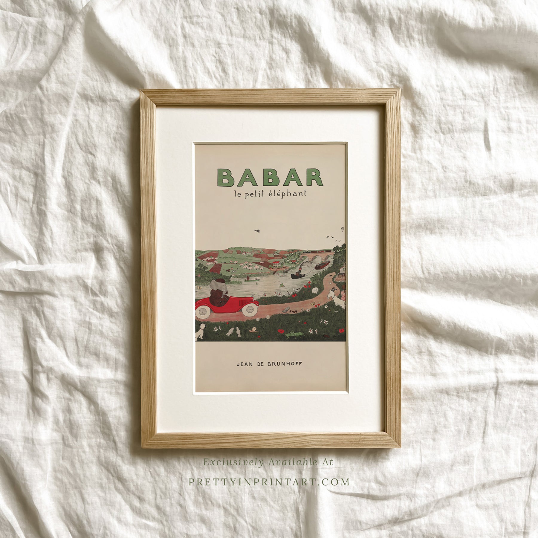 Babar Nursery Art - Babar the Elephant nursery wall art print, Vintage Babar nursery decor for baby’s room, Classic Babar prints for children’s bedrooms