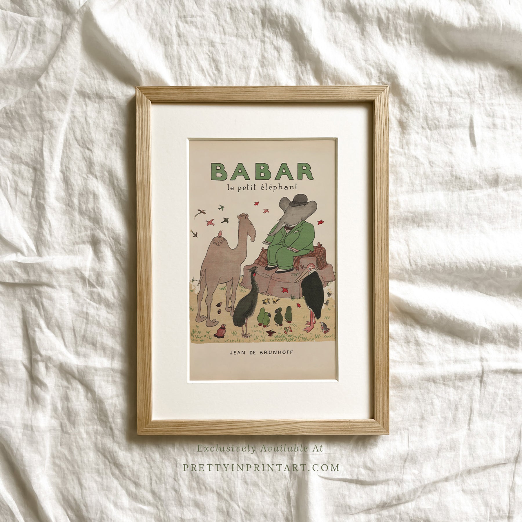 Babar Nursery Art - Babar the Elephant nursery wall art print, Vintage Babar nursery decor for baby’s room, Classic Babar prints for children’s bedrooms