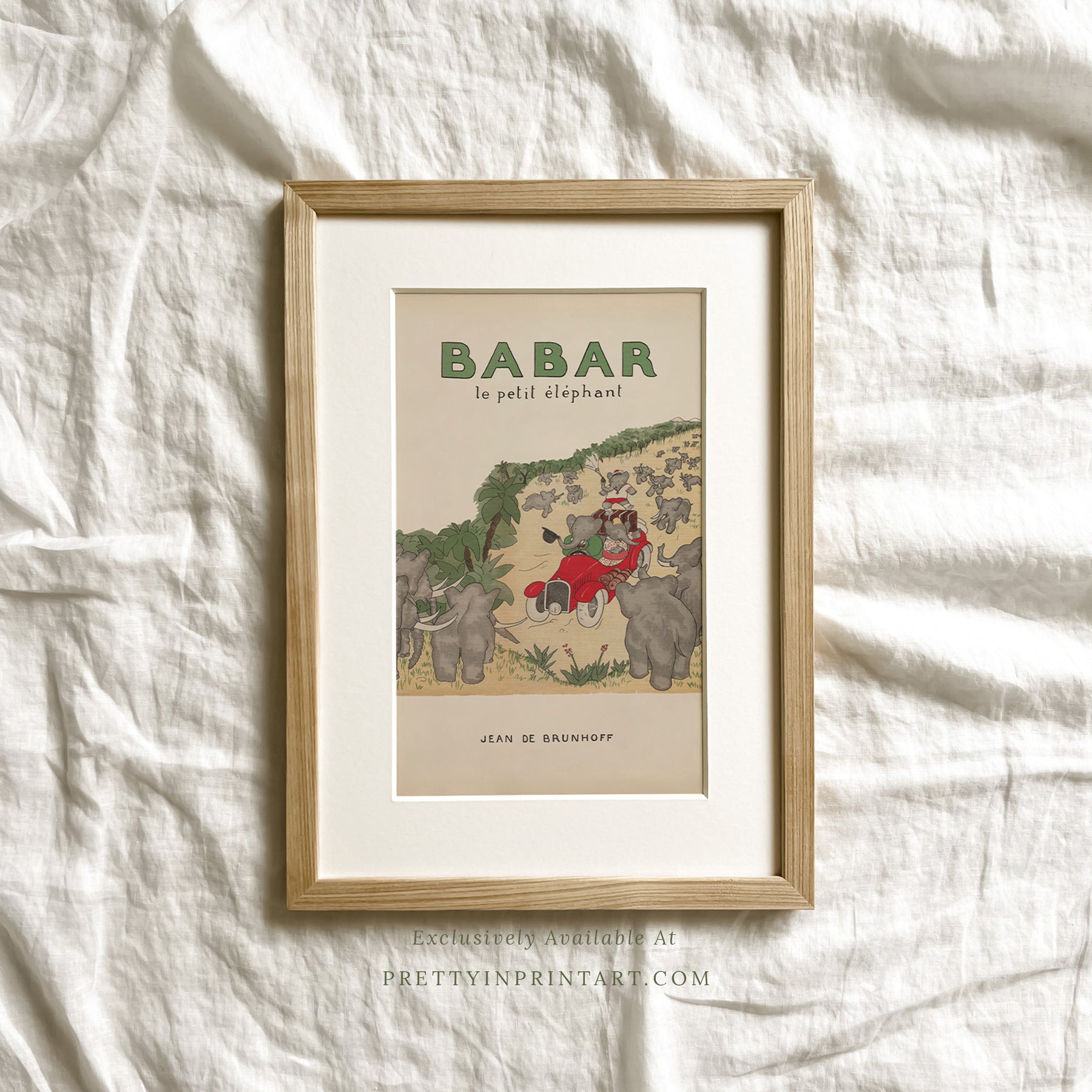 Babar Nursery Art - Babar the Elephant nursery wall art print, Vintage Babar nursery decor for baby’s room, Classic Babar prints for children’s bedrooms