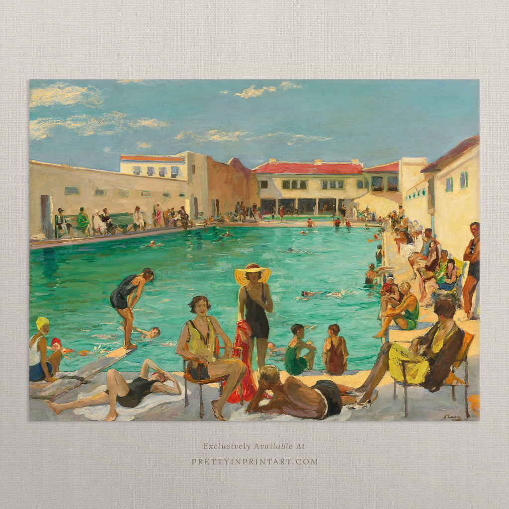 1950 Pool Scene Art 00298 |  Unframed