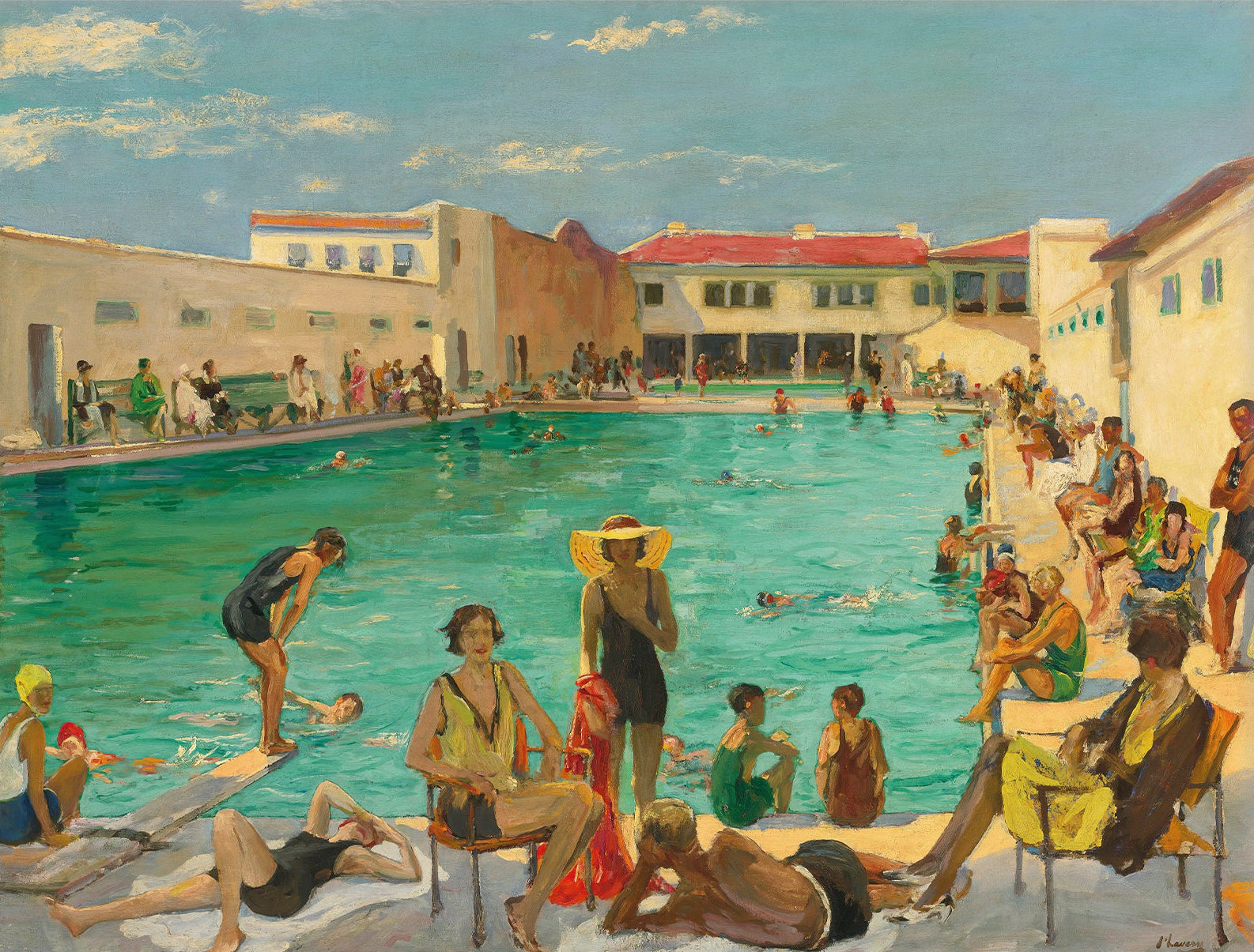 1930’s Pool Scene Art 00298 |  Unframed