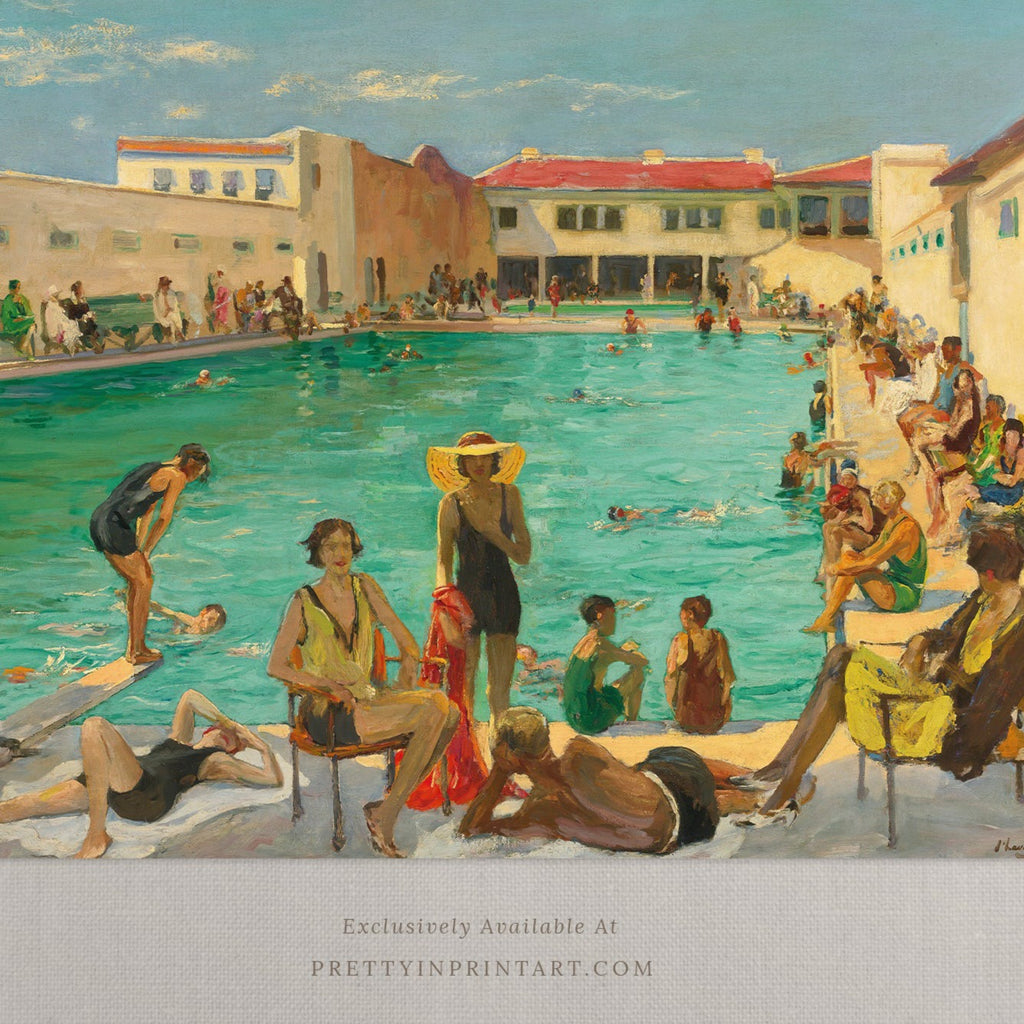 1950 Pool Scene Art 00298 |  Unframed