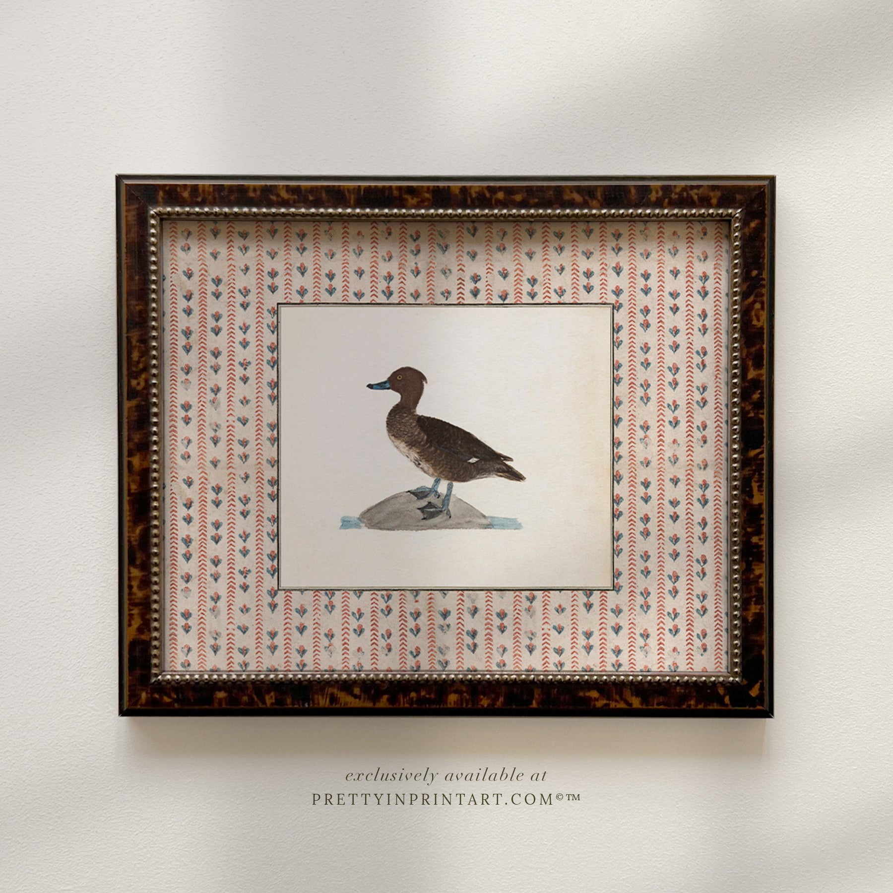 Vintage-style art prints featuring ducks, geese, swans, framed in classic gold or wood frames, perfect for traditional or country-themed vintage nursery, or any room in the home.