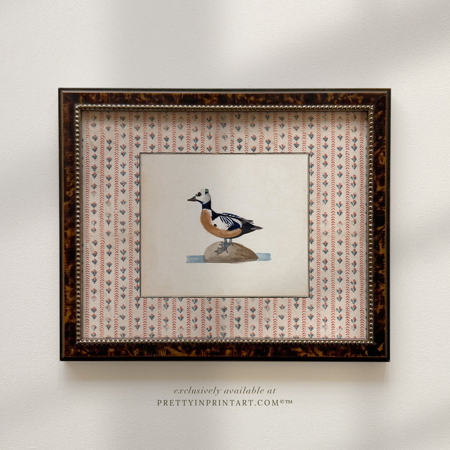 Vintage-style art prints featuring ducks, geese, swans, framed in classic gold or wood frames, perfect for traditional or country-themed vintage nursery, or any room in the home.