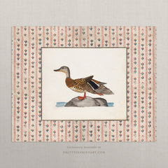 Vintage Duck Art Print – Antique Patterned Border, Farmhouse & Cottagecore Kitchen Wall Decor, Unframed (005)