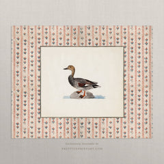 Vintage Duck Art Print – Antique Patterned Border, Farmhouse & Cottagecore Kitchen Wall Decor, Unframed (011)