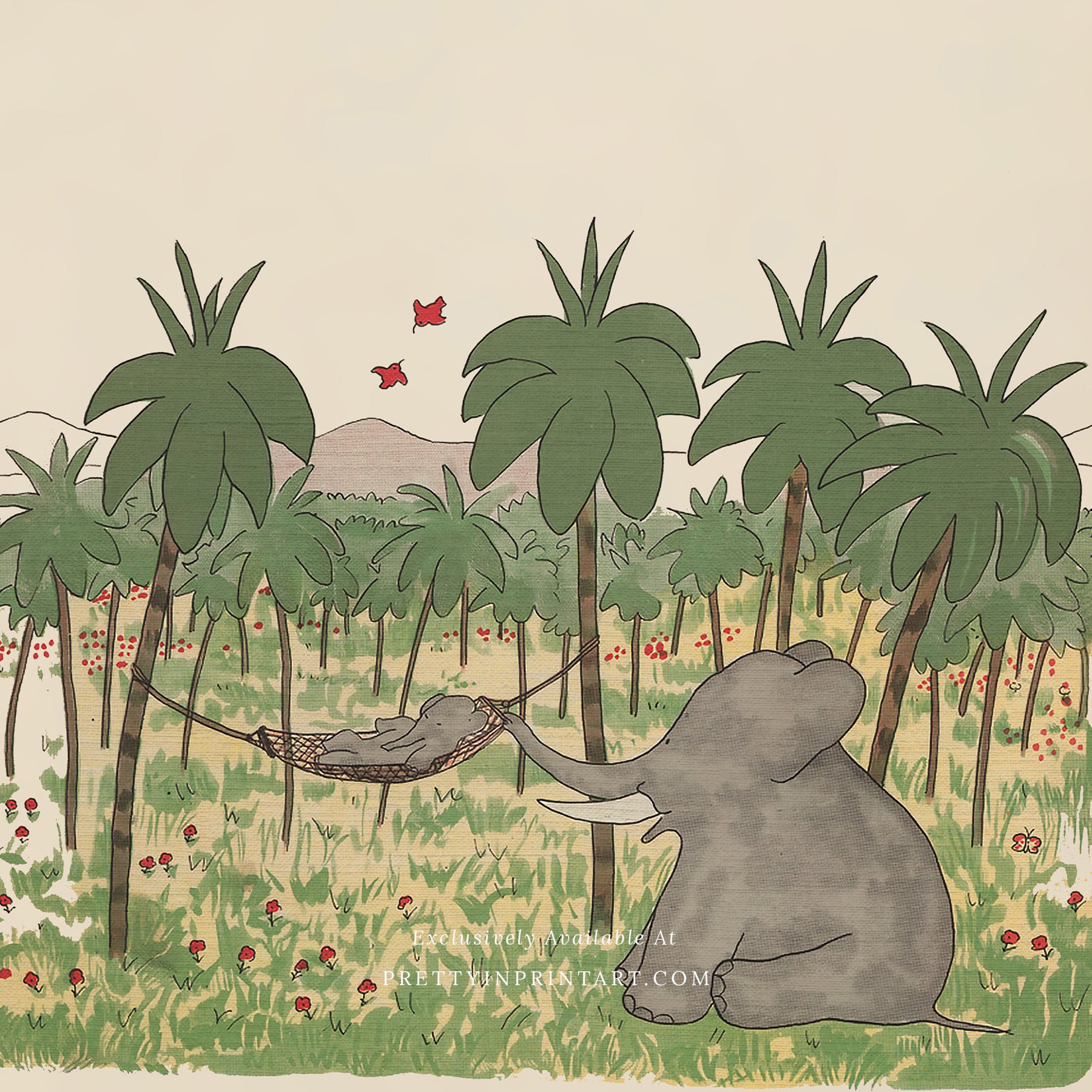 Babar Nursery Art - Babar the Elephant nursery wall art print, Vintage Babar nursery decor for baby’s room, Classic Babar prints for children’s bedrooms