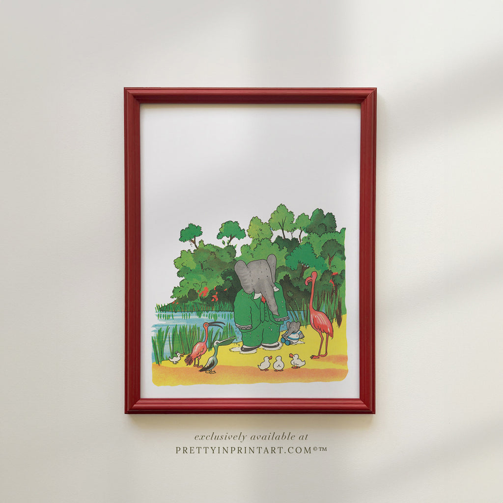 Babar Flamingo |  Framed (Incarnadine Red Farrow & Ball 00303)
