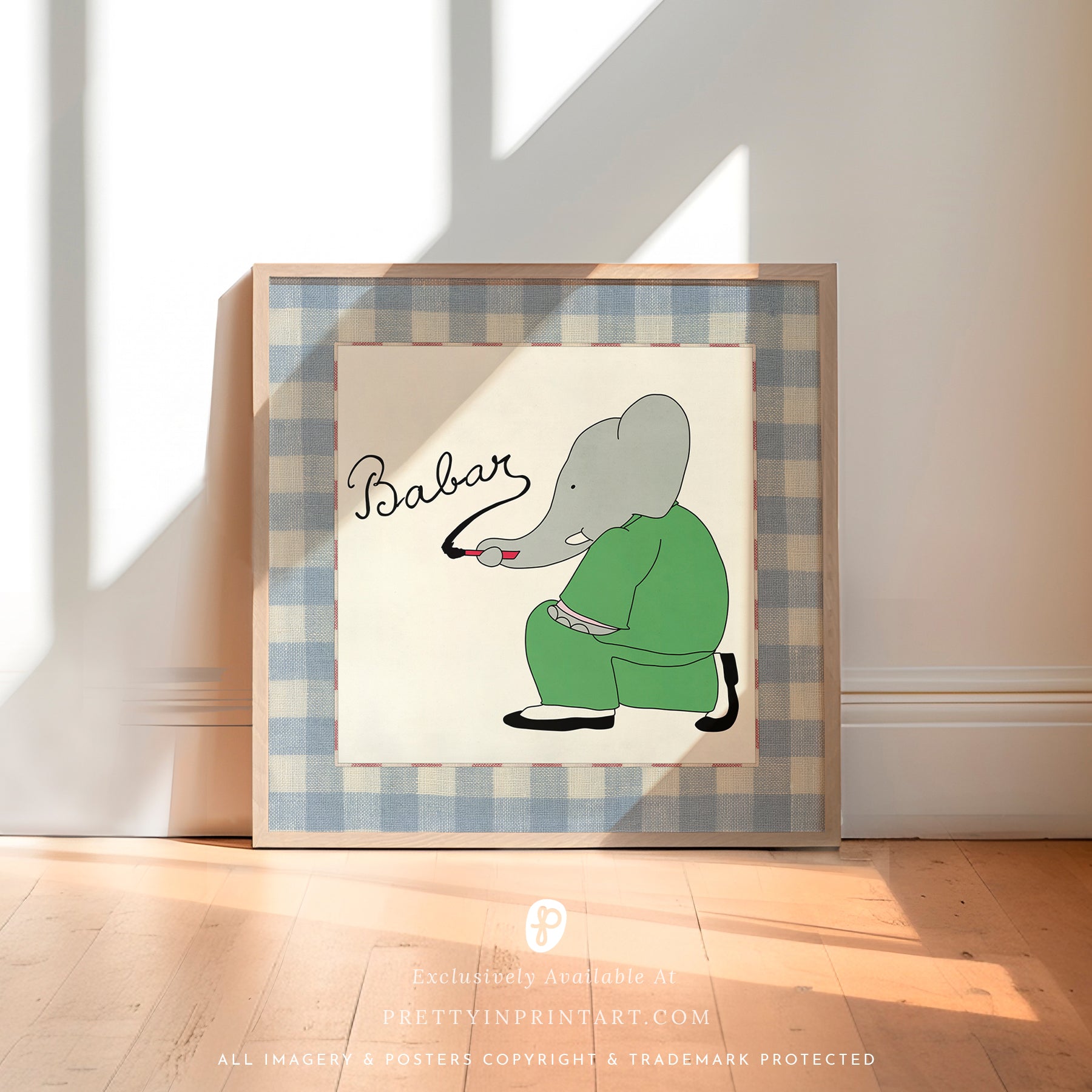 Babar Nursery Art - Babar the Elephant nursery wall art print, Vintage Babar nursery decor for baby’s room, Classic Babar prints for children’s bedrooms