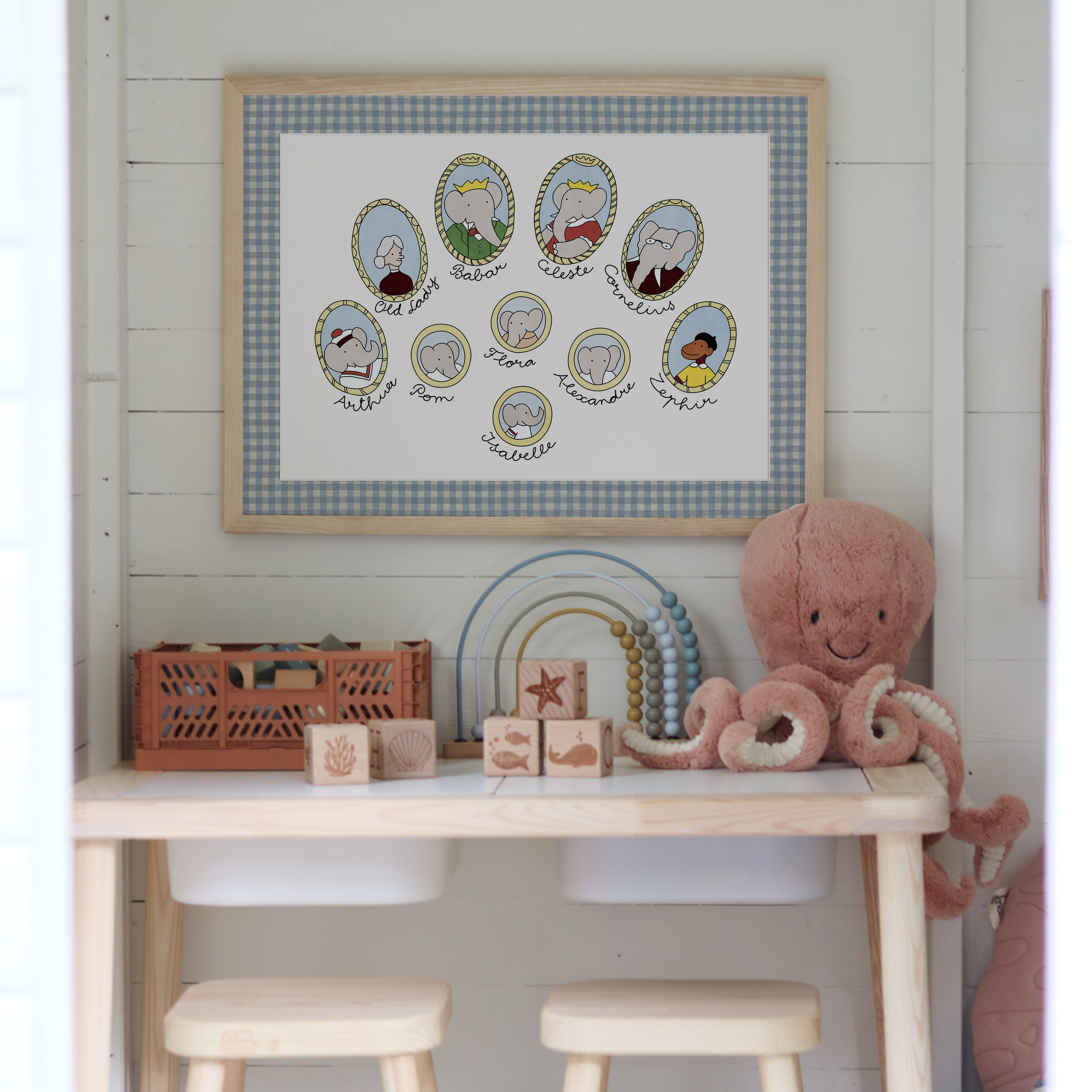 Babar Nursery Art - Babar the Elephant nursery wall art print, Vintage Babar nursery decor for baby’s room, Classic Babar prints for children’s bedrooms
