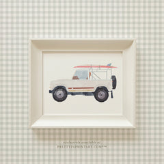 Land Rover Defender Art, White |  Framed (Slipper Satin Farrow & Ball)