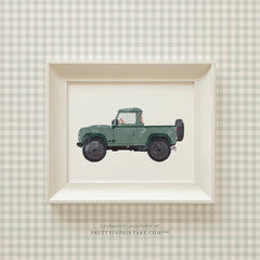 Land Rover Defender Art, Vintage |  Framed (Slipper Satin Farrow & Ball)