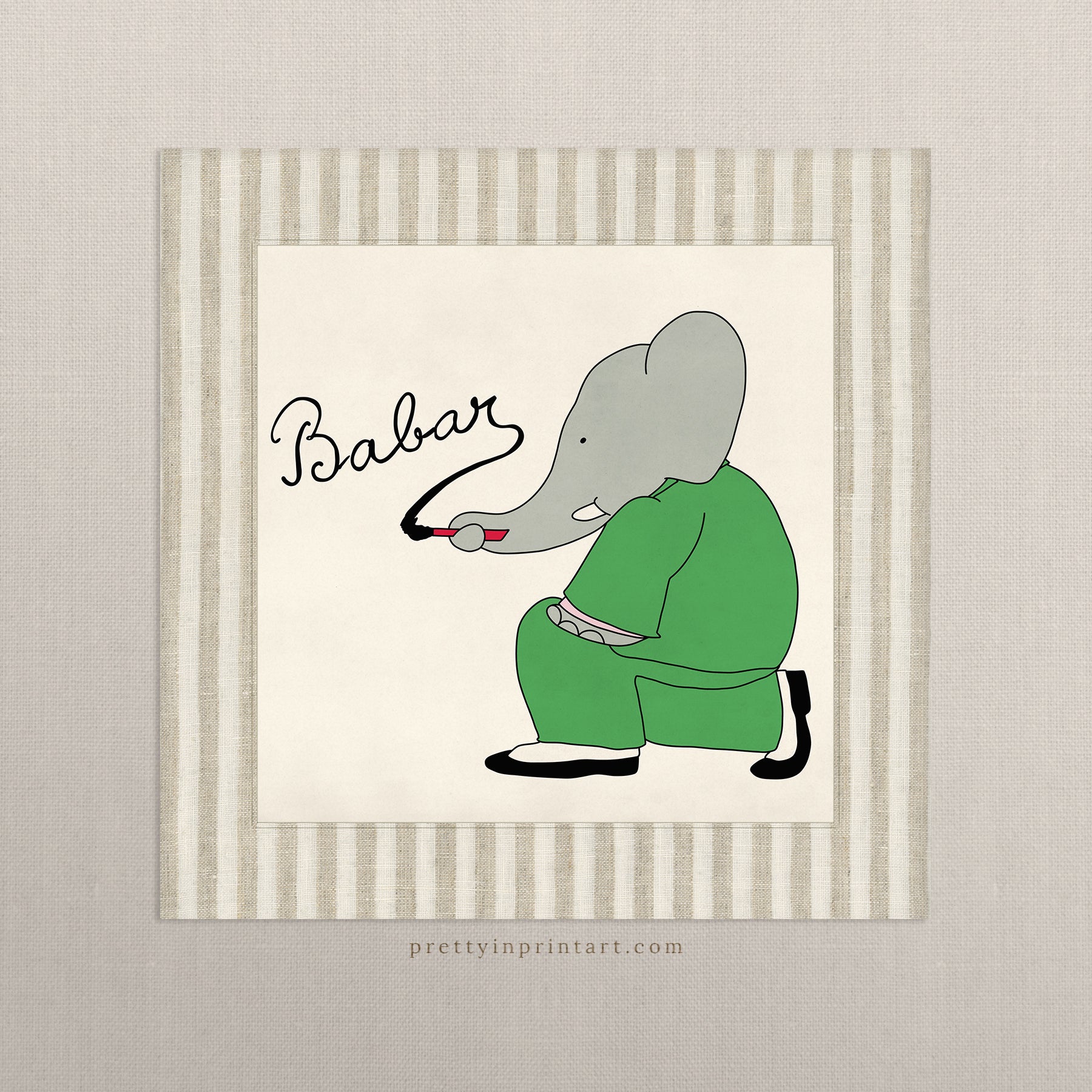Babar Nursery Art - Babar the Elephant nursery wall art print, Vintage Babar nursery decor for baby’s room, Classic Babar prints for children’s bedrooms