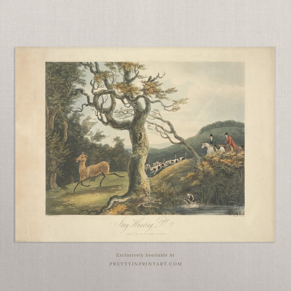 Unframed Vintage Equestrian Hunting Print – Antique Style Country Wall Art