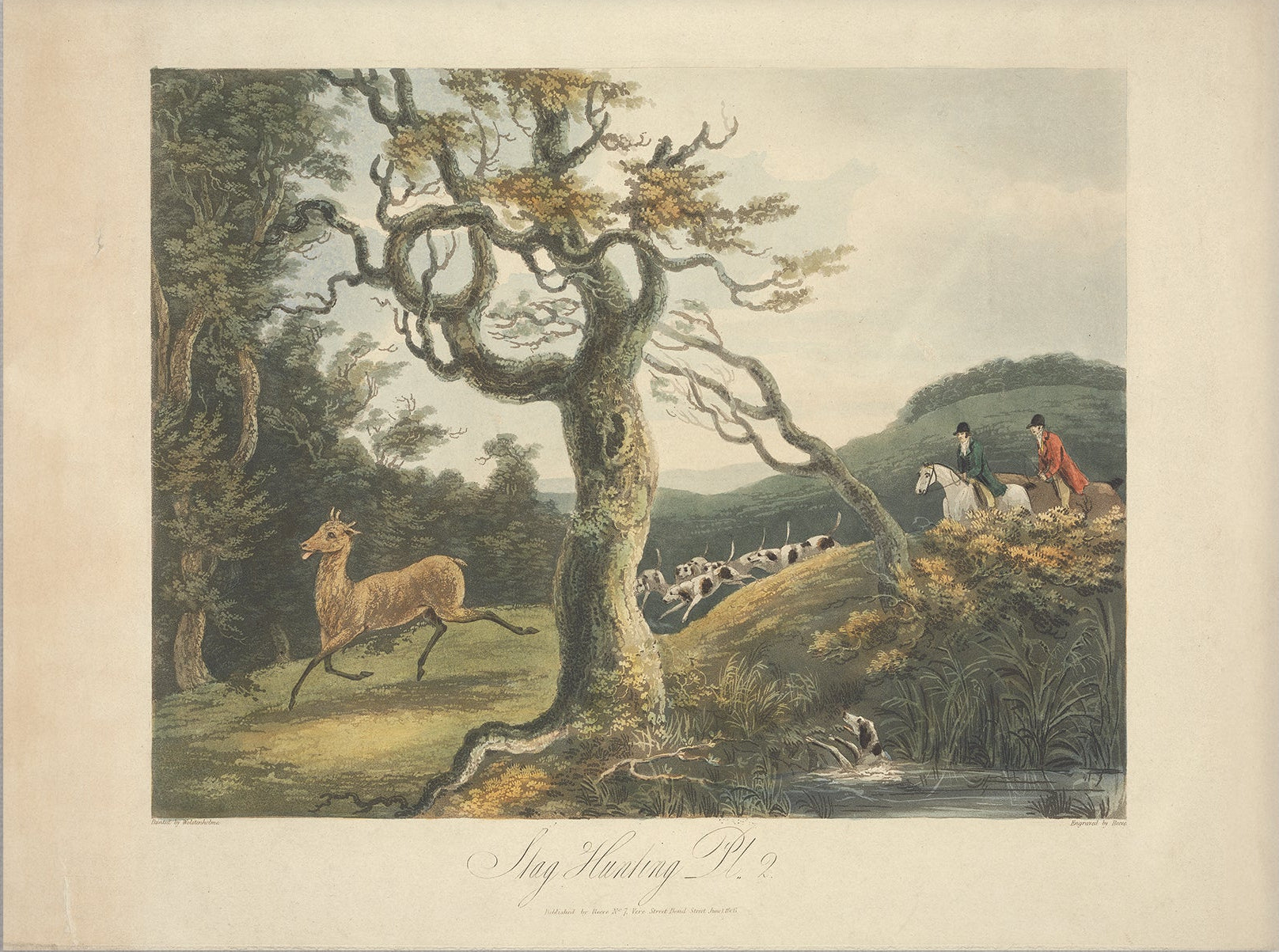 Antique Hunting Scene Art Print – Vintage Equestrian 002 |  Unframed