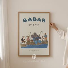 Babar Nursery Art Print - Fishing |  Framed Print