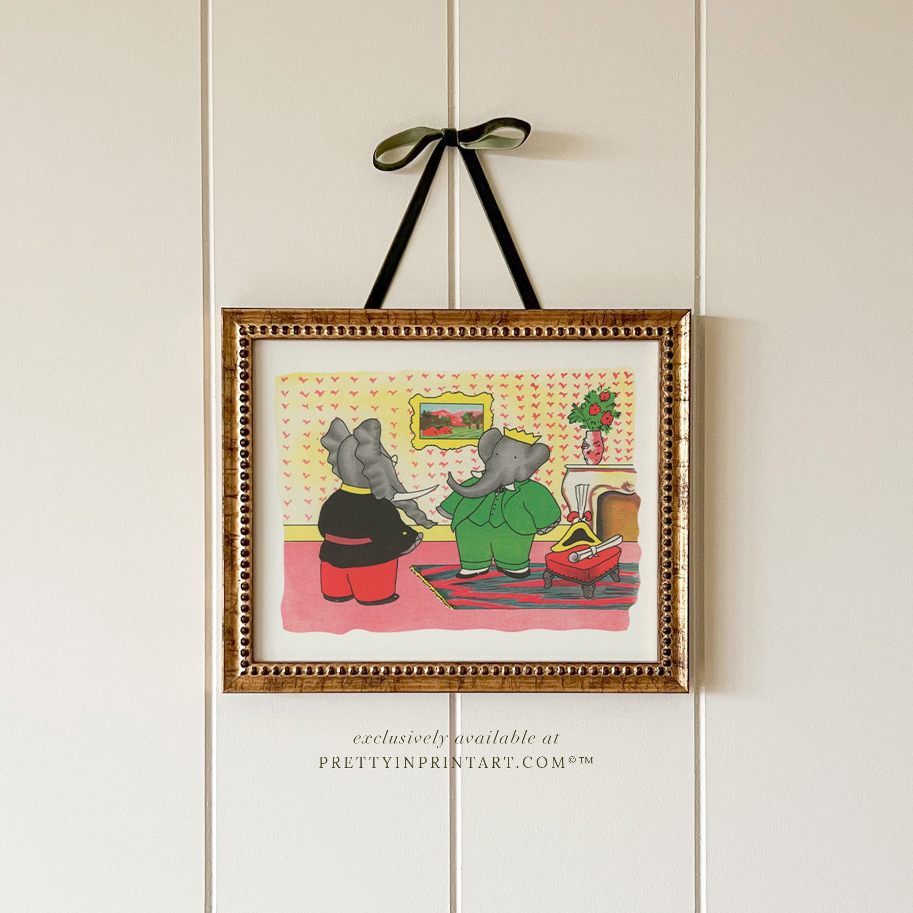 Babar Nursery Art - Babar the Elephant nursery wall art print, Vintage Babar nursery decor for baby’s room, Classic Babar prints for children’s bedrooms