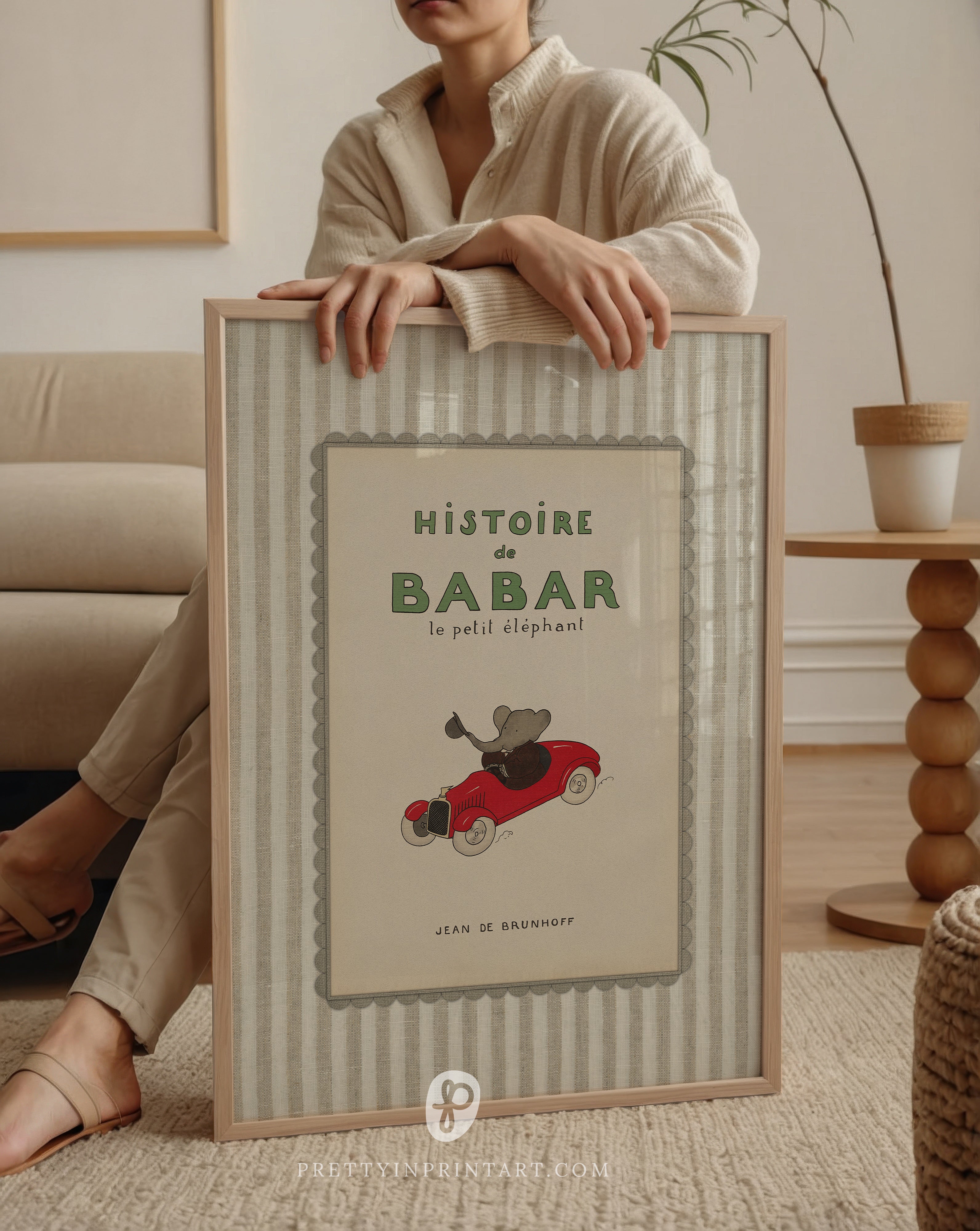Elephant-themed nursery artwork – Babar framed print


