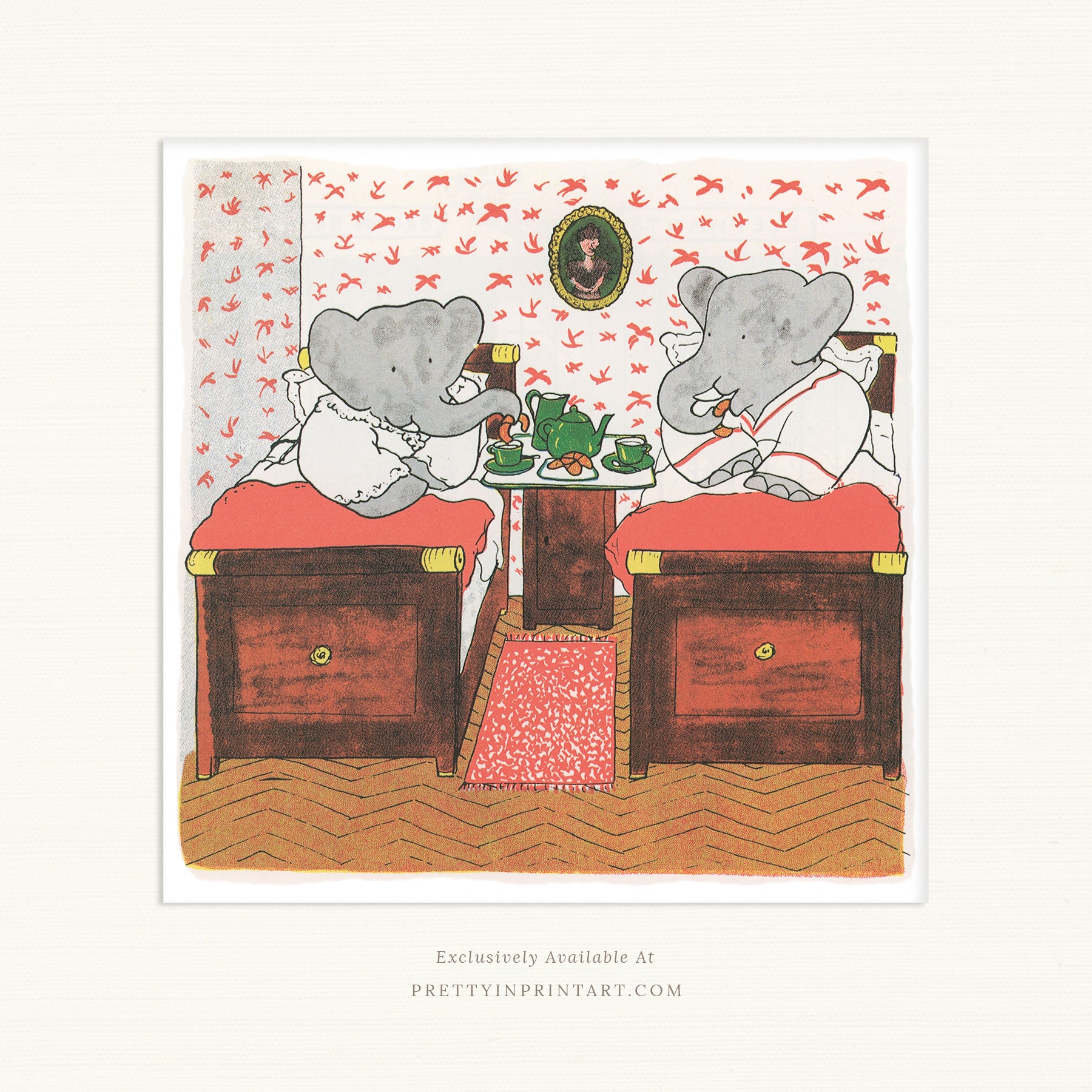 Babar Nursery Art - Babar the Elephant nursery wall art print, Vintage Babar nursery decor for baby’s room, Classic Babar prints for children’s bedrooms