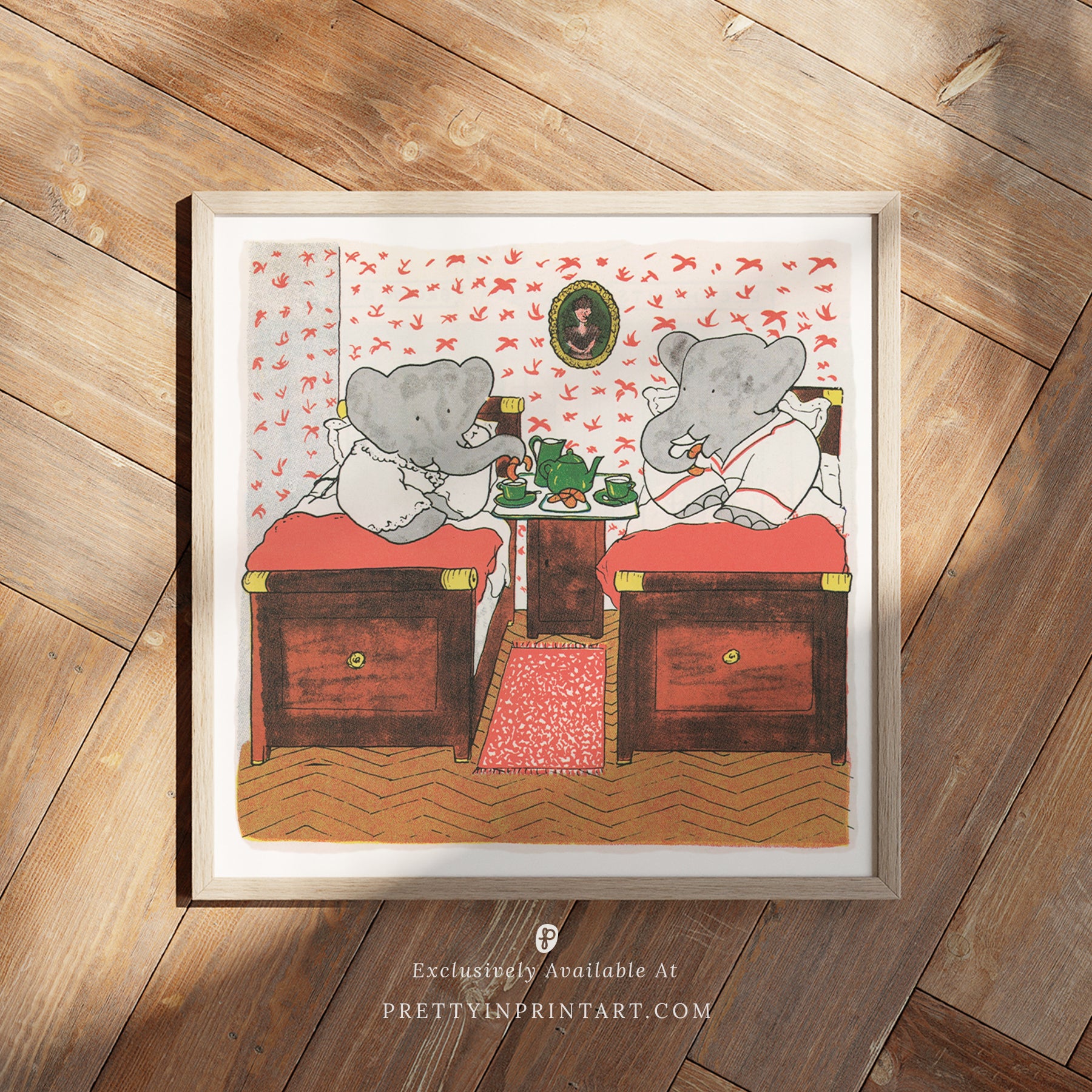Babar Nursery Art - Babar the Elephant nursery wall art print, Vintage Babar nursery decor for baby’s room, Classic Babar prints for children’s bedrooms
