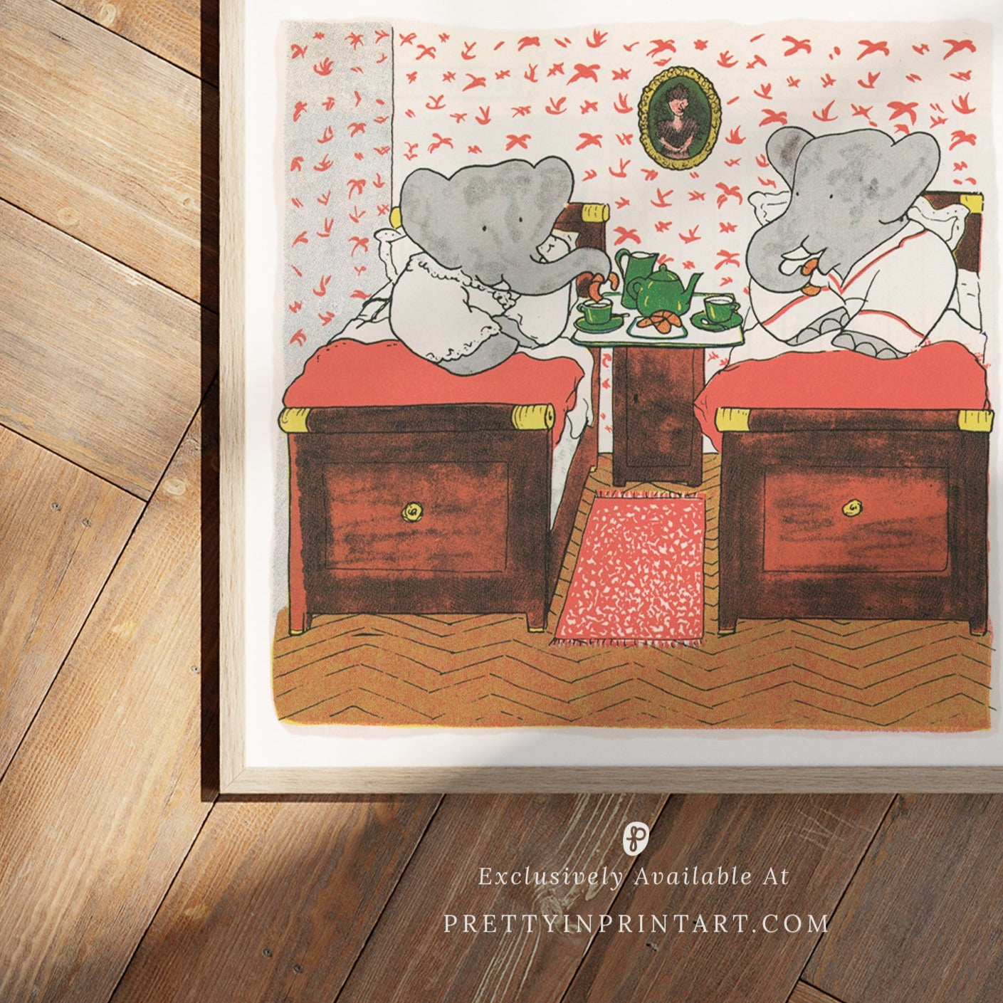 Babar Nursery Art - Babar the Elephant nursery wall art print, Vintage Babar nursery decor for baby’s room, Classic Babar prints for children’s bedrooms