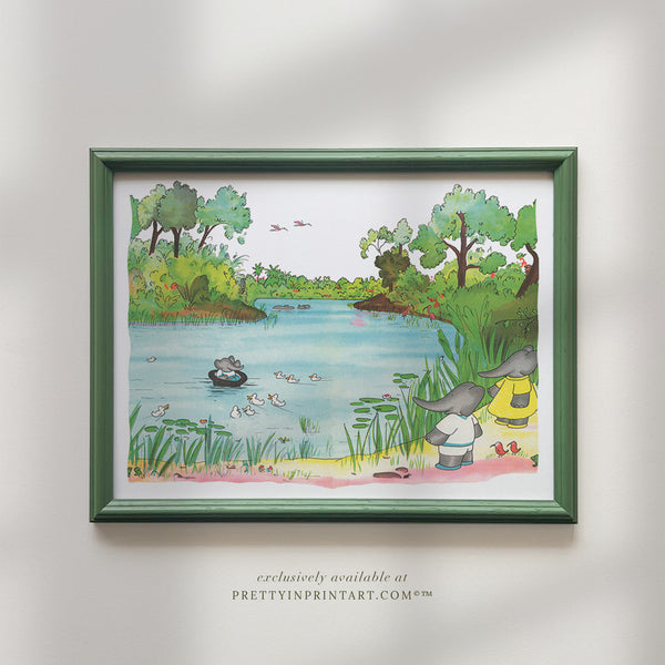 Babar on the Pond |  Framed (Calke Green Farrow & Ball 00303)